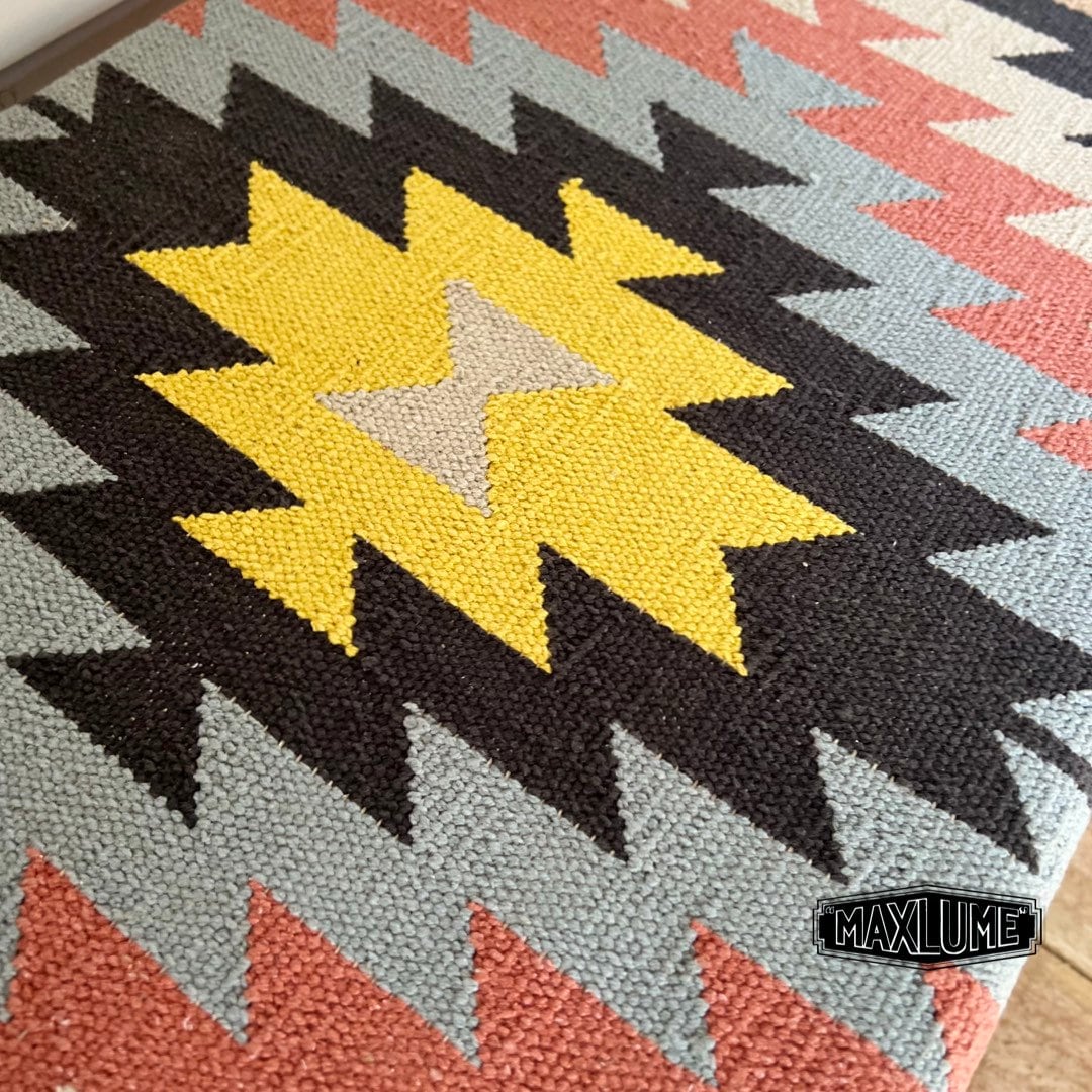 Geometric Kilim Ottoman Bench Stool Solid Handcrafted - Image 6