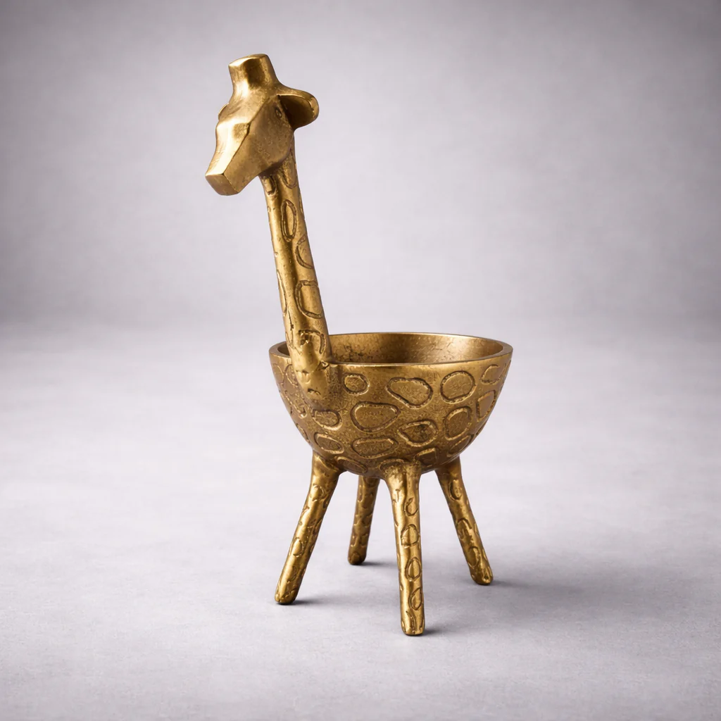 Giraffe Solid Cast Brass Metal Planter Pot for Succulents & Plants - Image 3