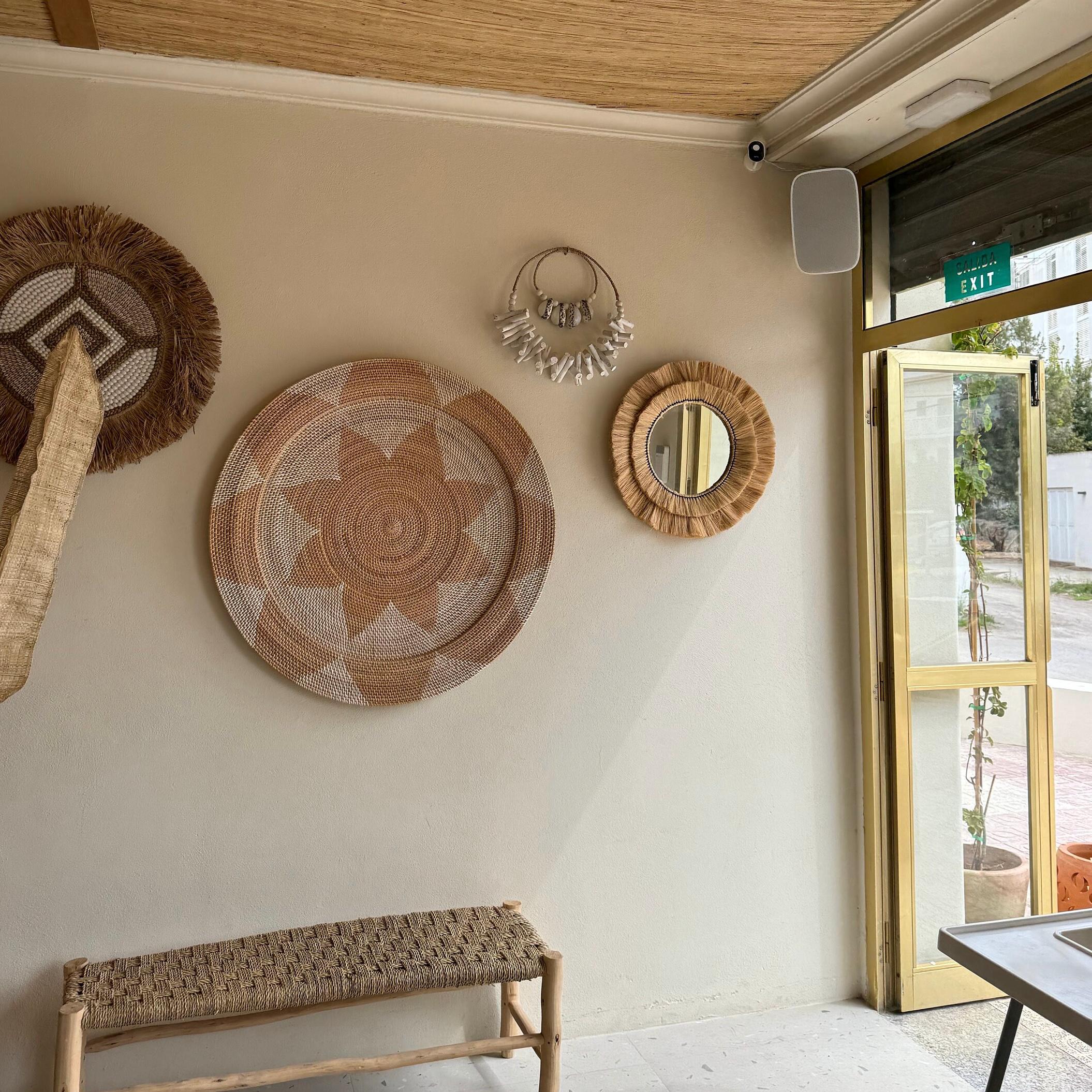Natural Raffia Coastal Fringe Wall Round Mirror - Boho - Image 5