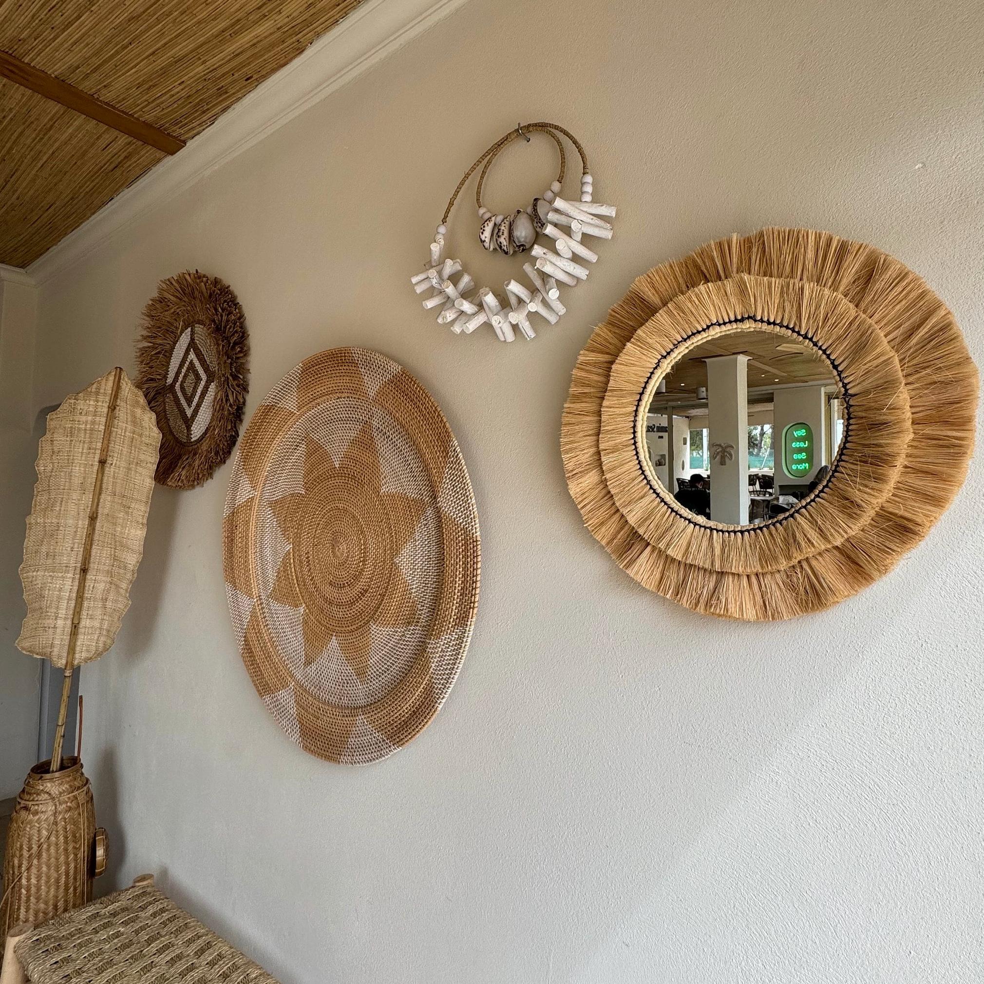Natural Raffia Coastal Fringe Wall Round Mirror - Boho - Image 6