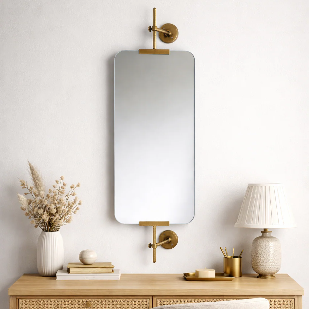 Antique Brass Portrait Mirror Handmade Swivel Wall Glass Mirror *Pre Order* - Image 4