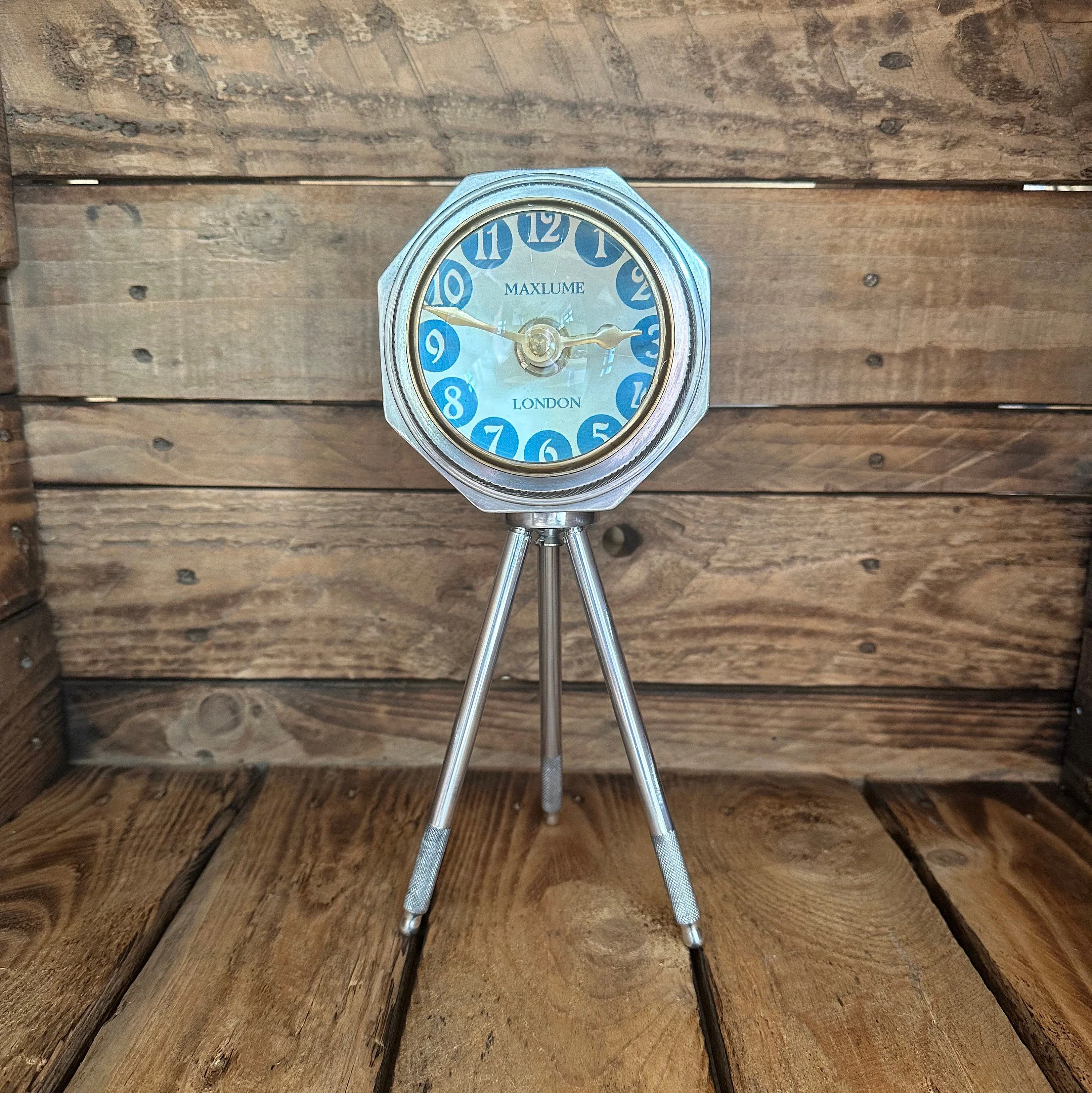 London Table Tripod Clock Polished Nickel Solid Brass Ship Nautical - Image 3