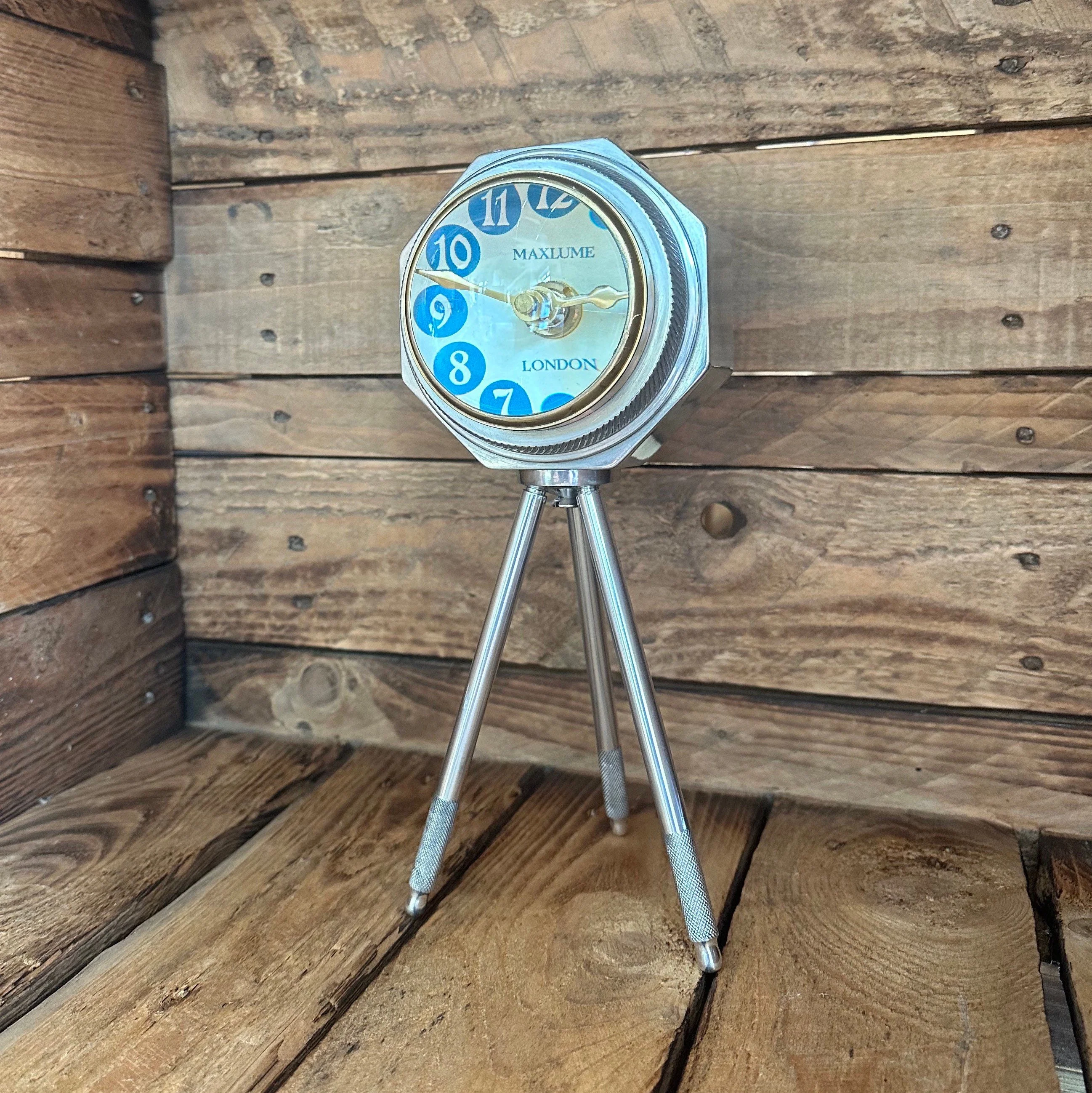 London Table Tripod Clock Polished Nickel Solid Brass Ship Nautical - Image 7
