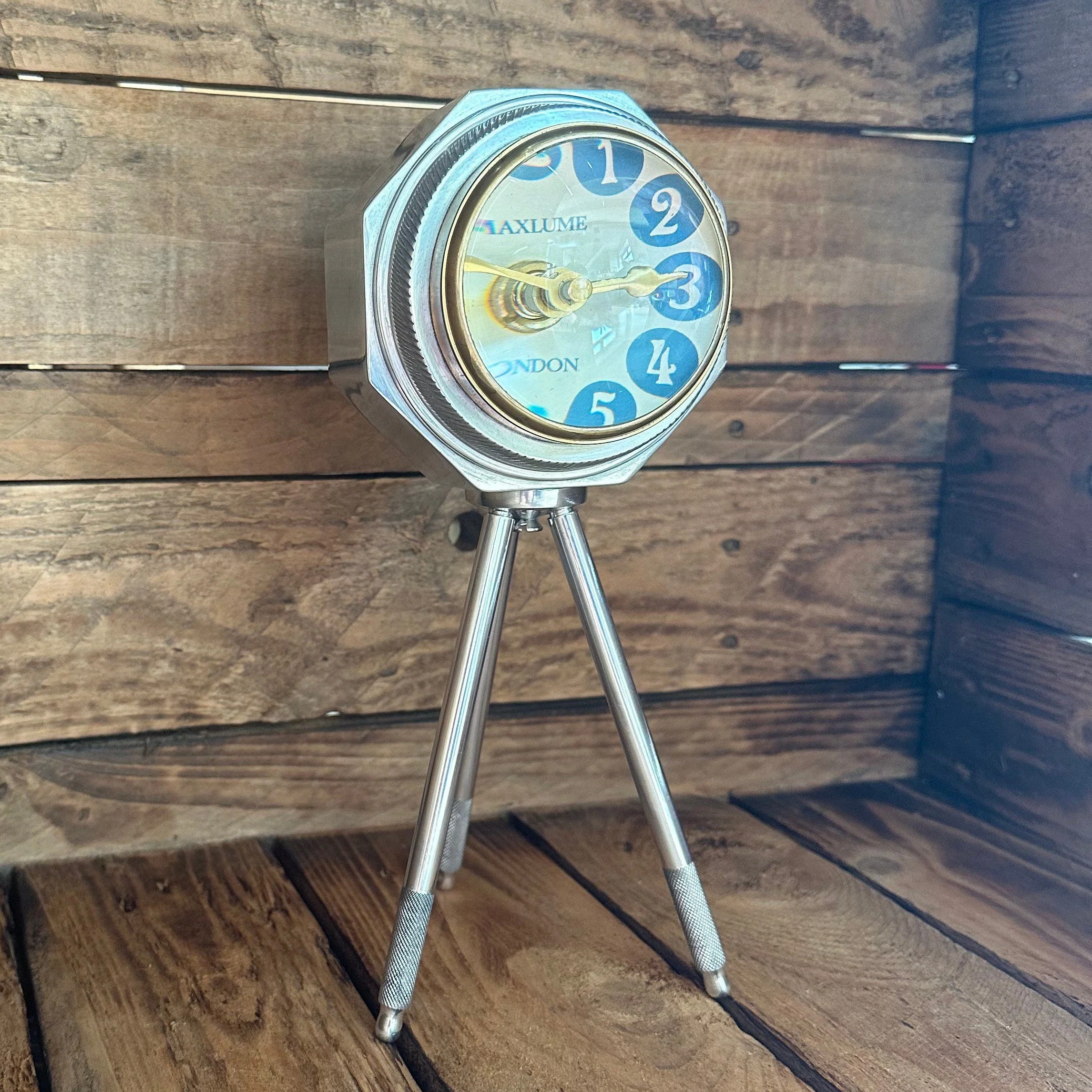 London Table Tripod Clock Polished Nickel Solid Brass Ship Nautical - Image 8
