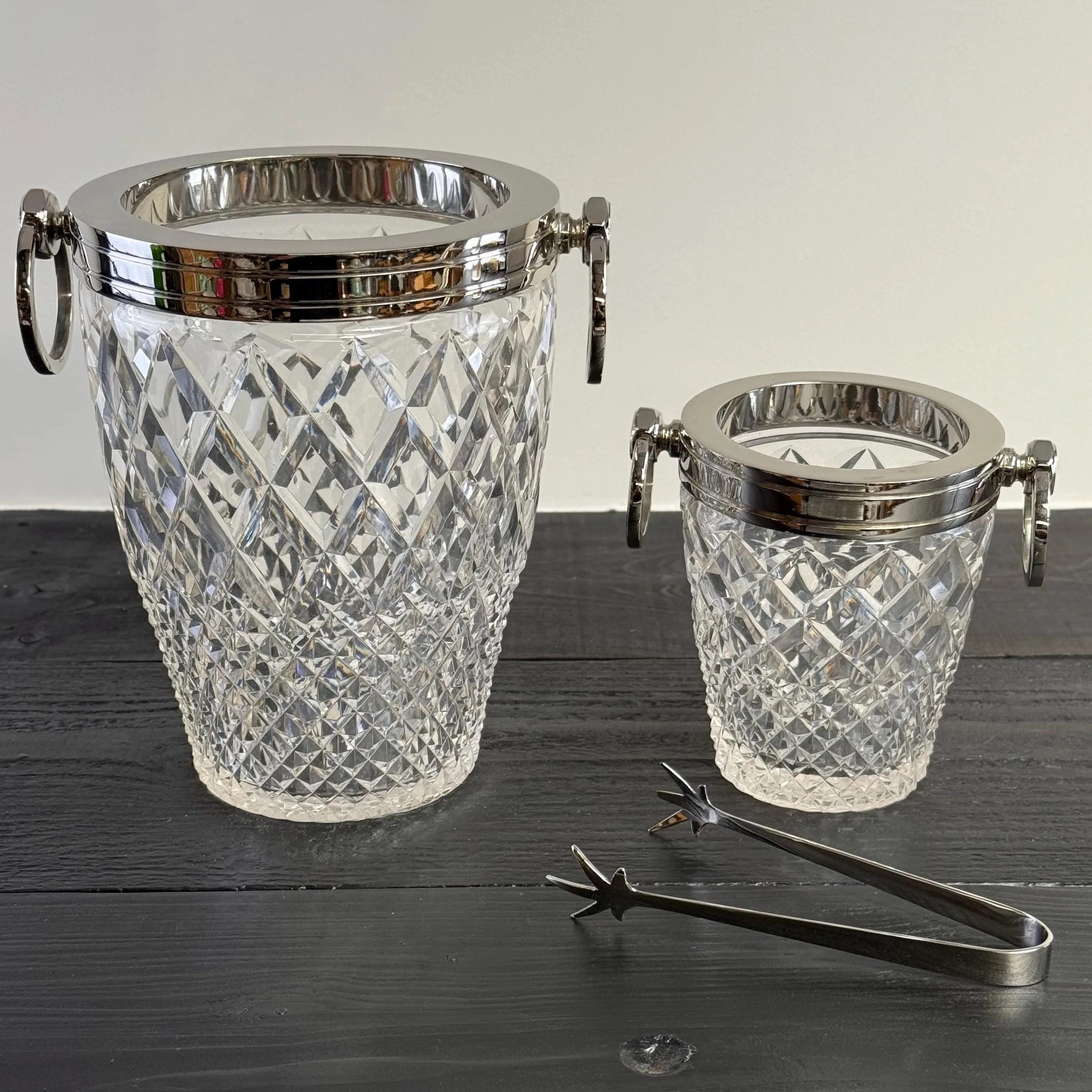 Luxury 3 Piece Solid Glass Hand Cut Engraved Wine & Champagne Ice Cooler