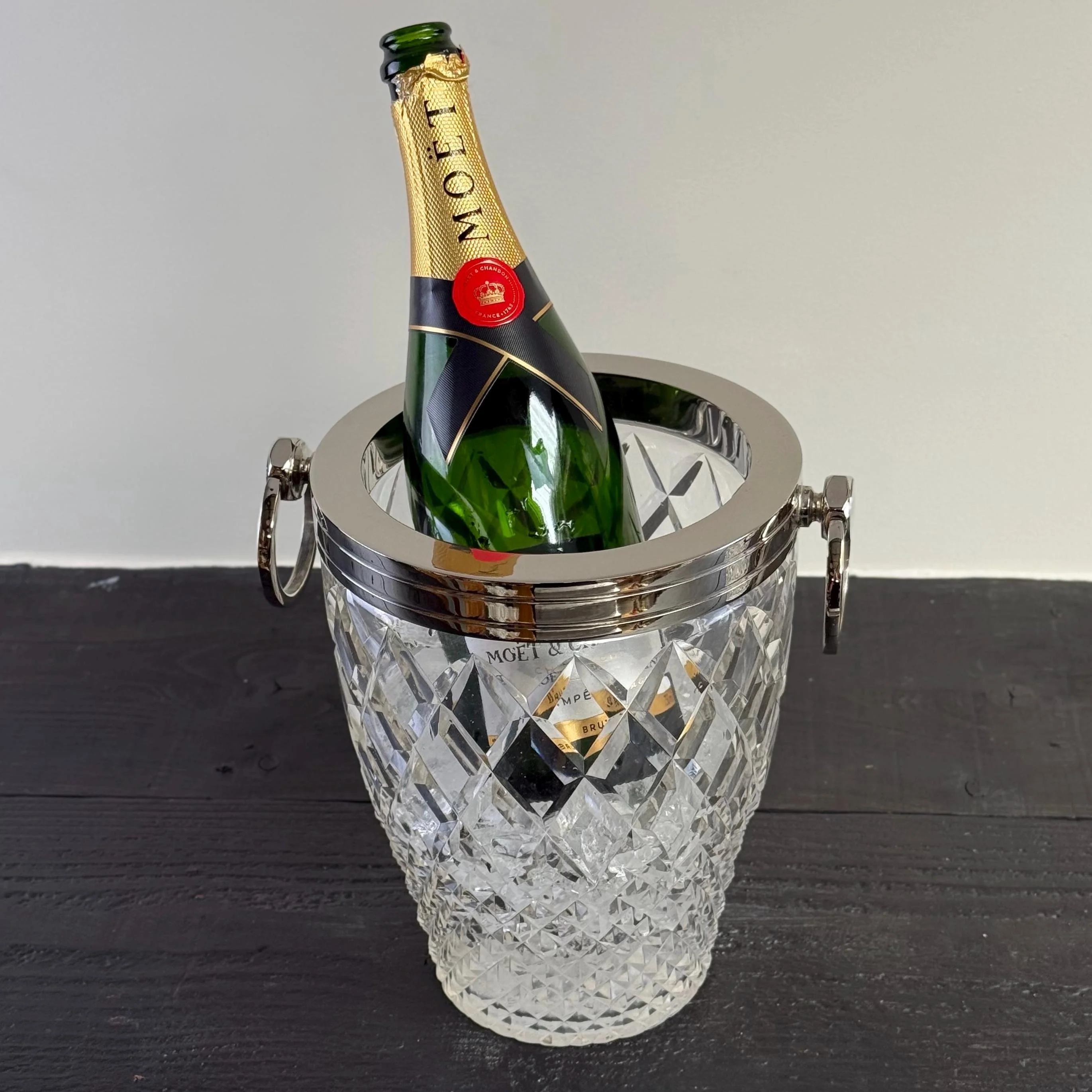Luxury 3 Piece Solid Glass Hand Cut Engraved Wine & Champagne Ice Cooler - Image 4