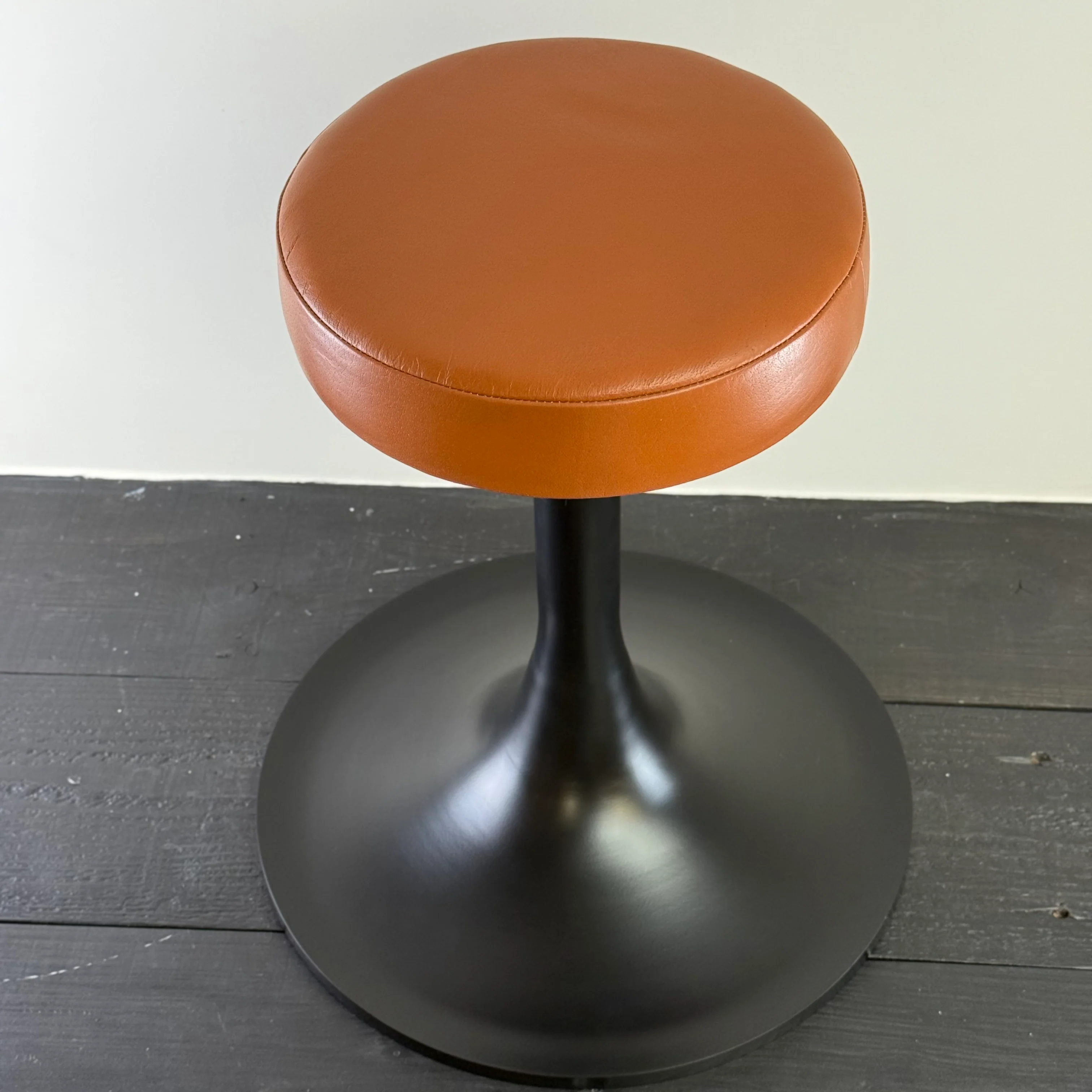 Matt Black Leather Seat 1970s Vintage Inspired Andy Stool Schoolhouse - Image 2