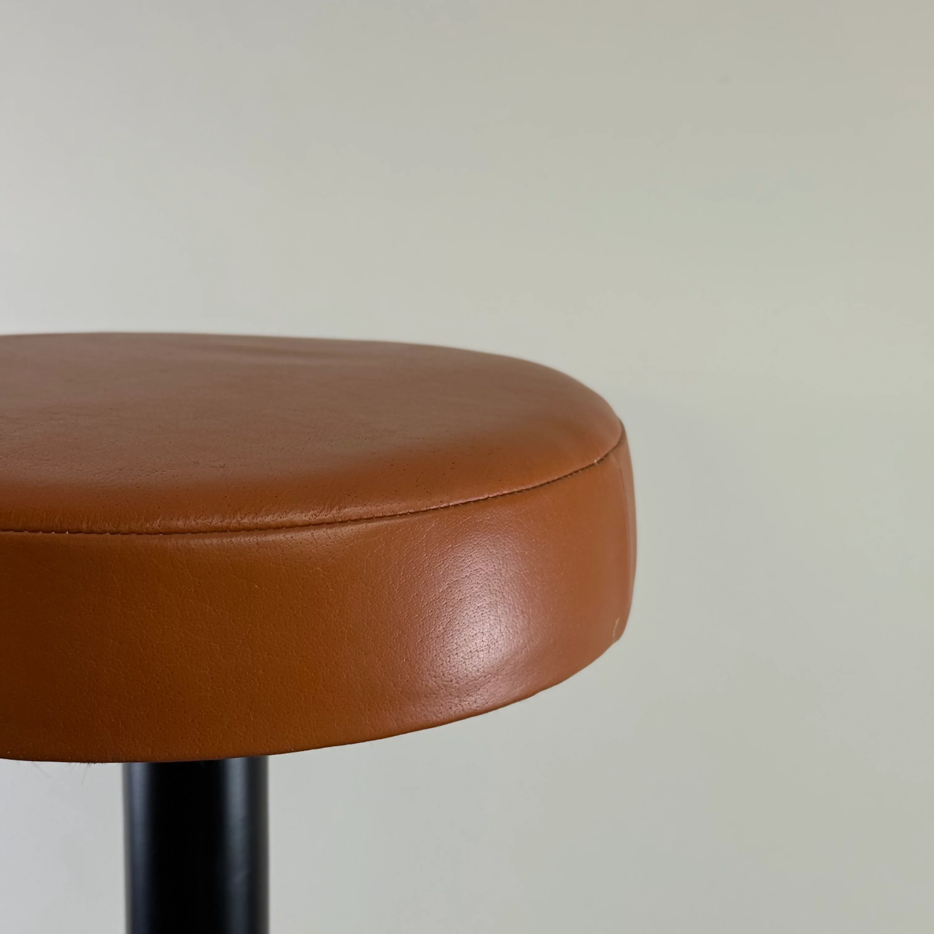 Matt Black Leather Seat 1970s Vintage Inspired Andy Stool Schoolhouse - Image 3