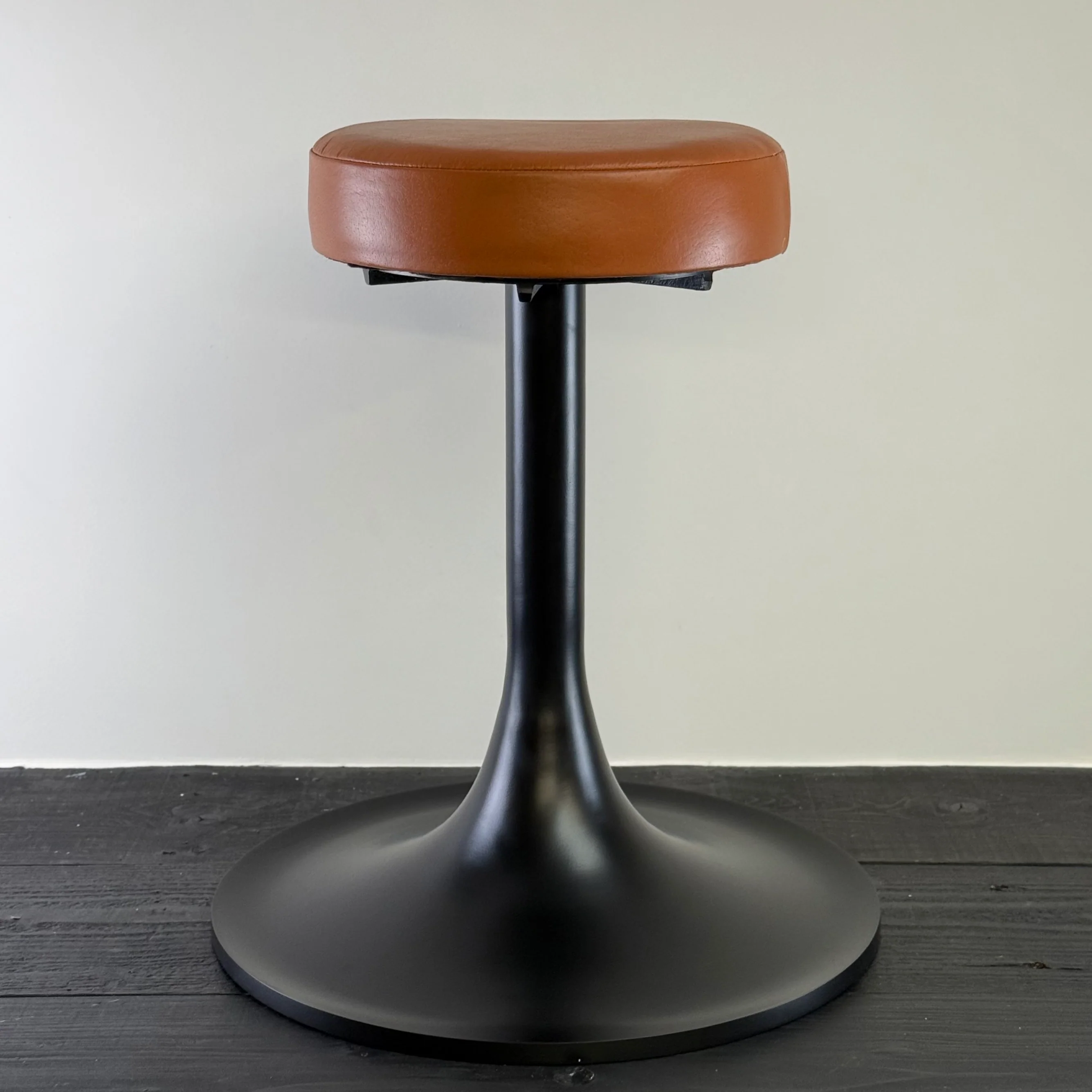 Matt Black Leather Seat 1970s Vintage Inspired Andy Stool Schoolhouse - Image 5