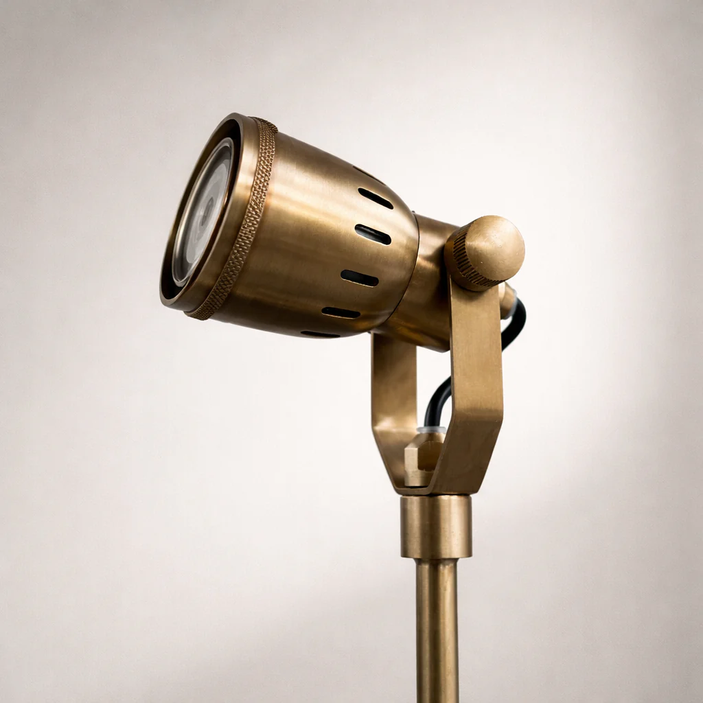Solid Brass Adjustable Clamp Desk Lamp · Articulated Industrial Spotlight - Image 2