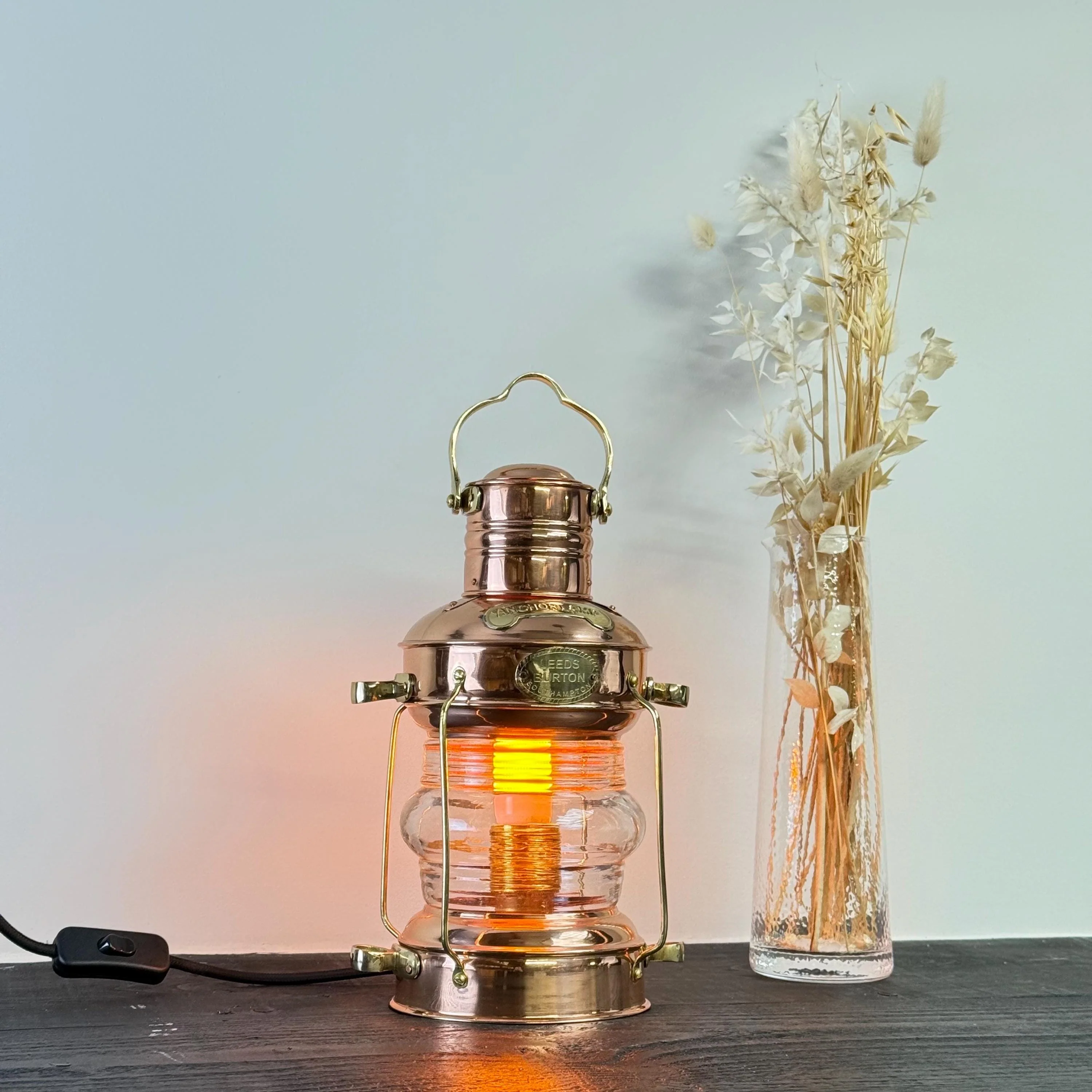 Solid Copper & Brass Anchor Table Lamp Maritime Ship Lantern Boat Light - Image 2
