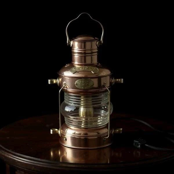 Solid Copper & Brass Anchor Table Lamp Maritime Ship Lantern Boat Light - Image 9