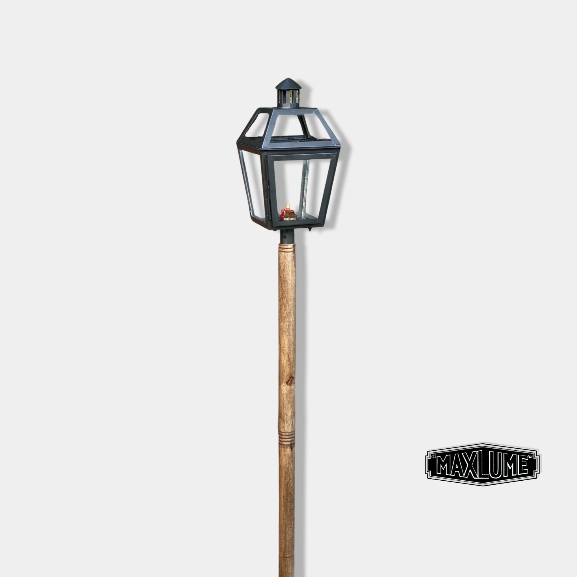 Maxlume ~ Solid Wooden Spike Outdoor Candle Lantern Sconce Industrial Light Nautical Patinated Bronze - Image 2