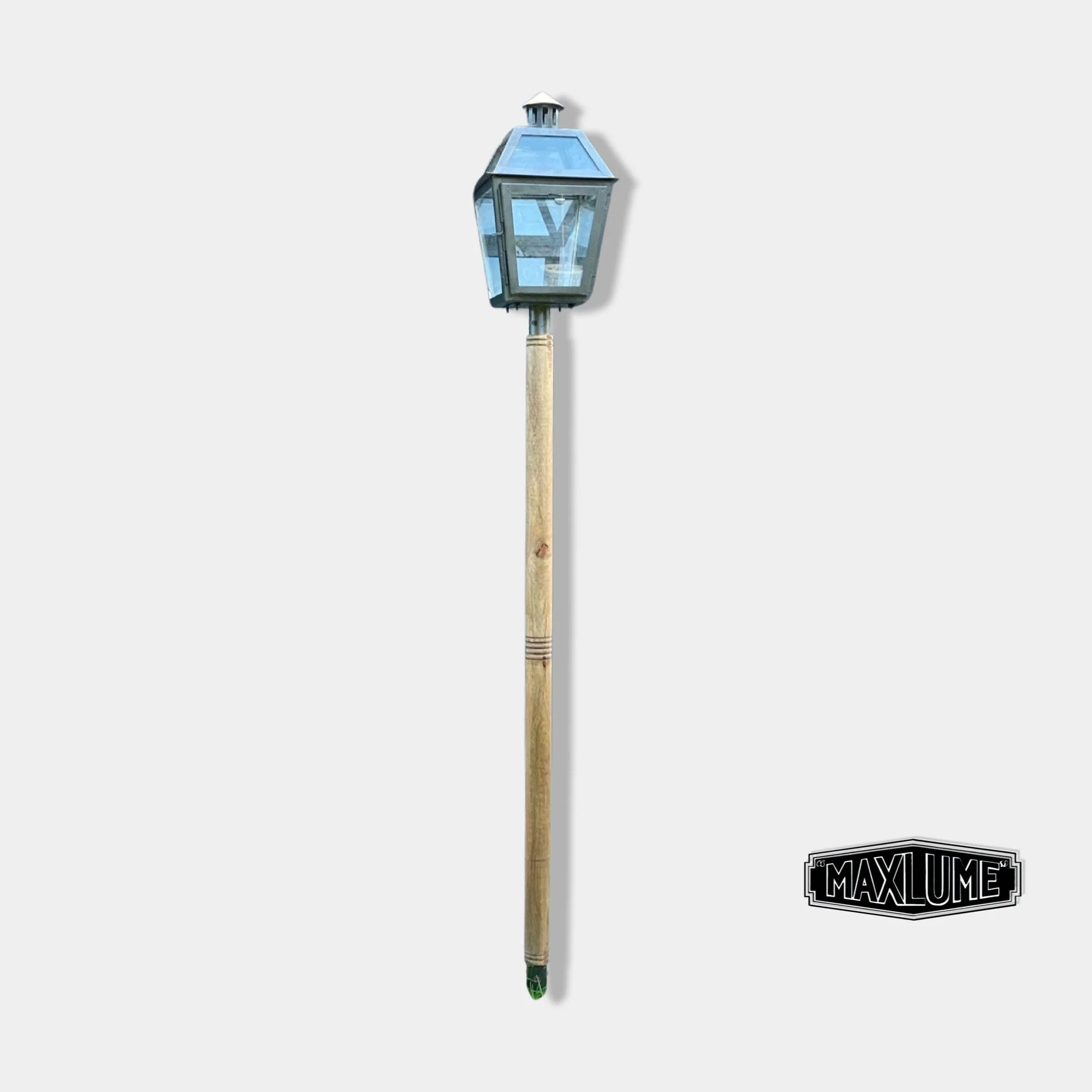 Maxlume ~ Solid Wooden Spike Outdoor Candle Lantern Sconce Industrial Light Nautical Patinated Bronze - Image 3