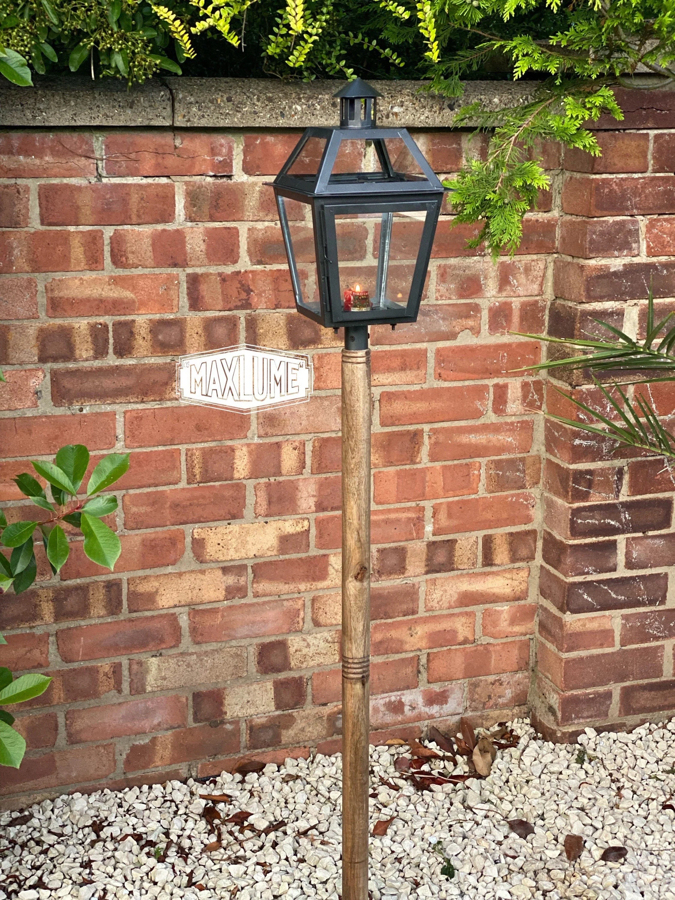 Maxlume ~ Solid Wooden Spike Outdoor Candle Lantern Sconce Industrial Light Nautical Patinated Bronze - Image 4