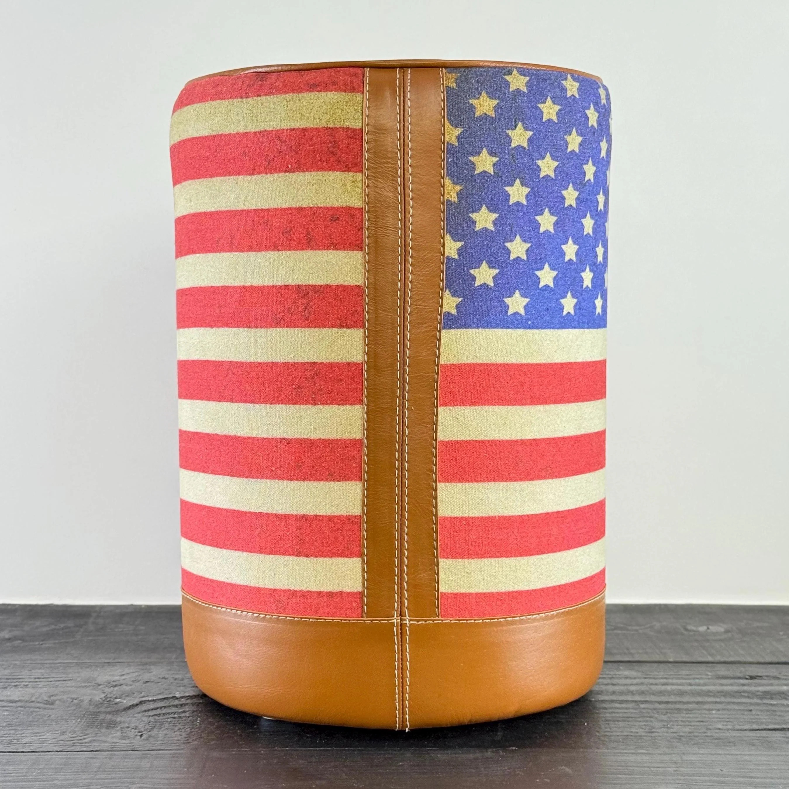 American Flag Print Pouf Patriotic Home Décor Handmade Round Seat USA Stool - Image 3
