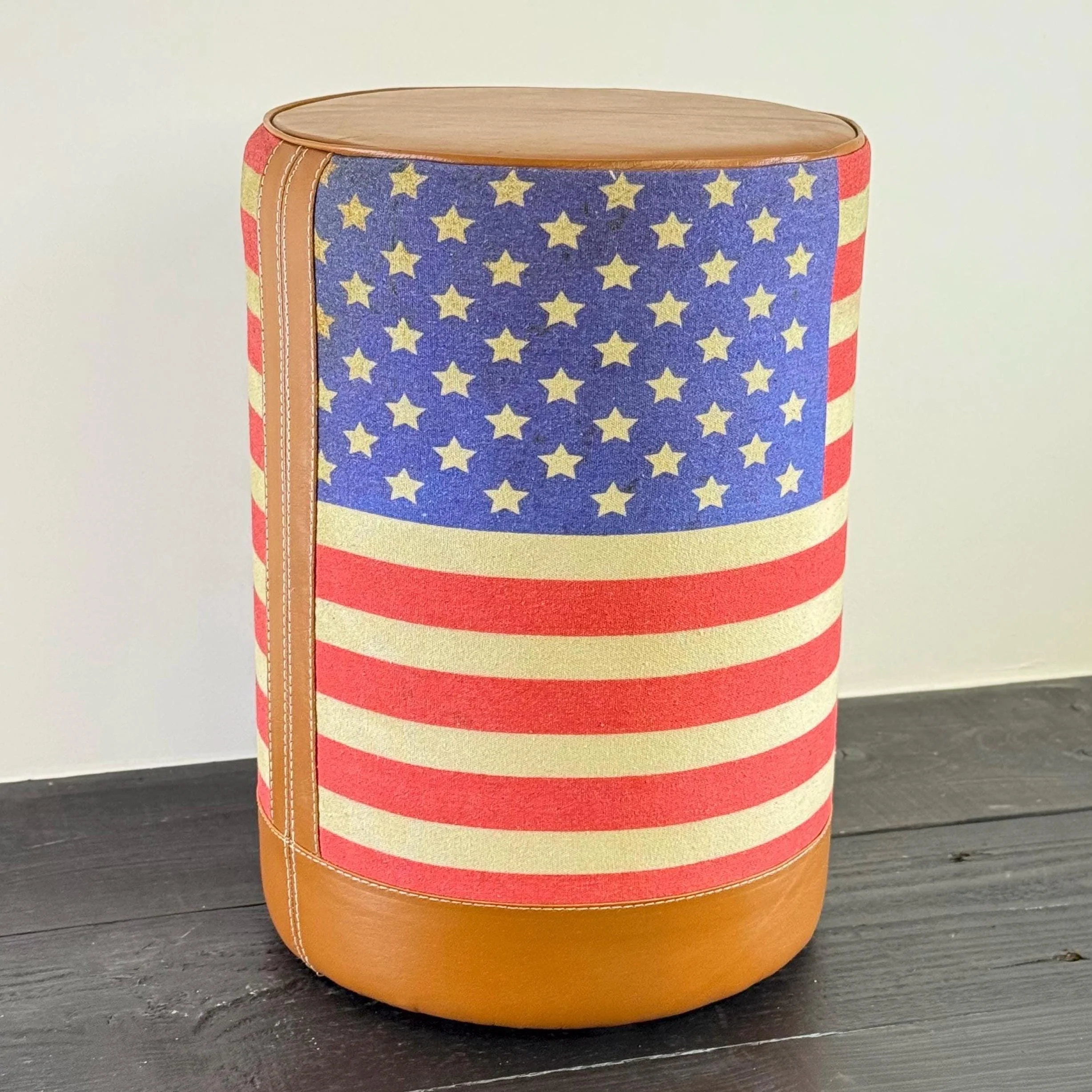 American Flag Print Pouf Patriotic Home Décor Handmade Round Seat USA Stool - Image 4