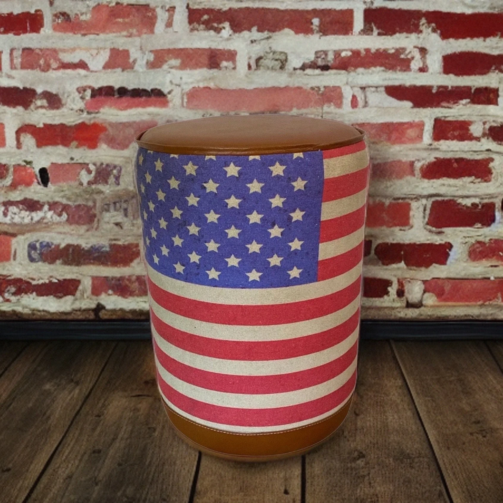 American Flag Print Pouf Patriotic Home Décor Handmade Round Seat USA Stool - Image 7