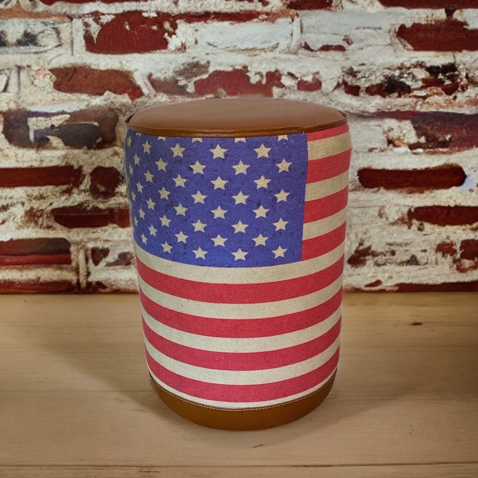 American Flag Print Pouf Patriotic Home Décor Handmade Round Seat USA Stool - Image 8