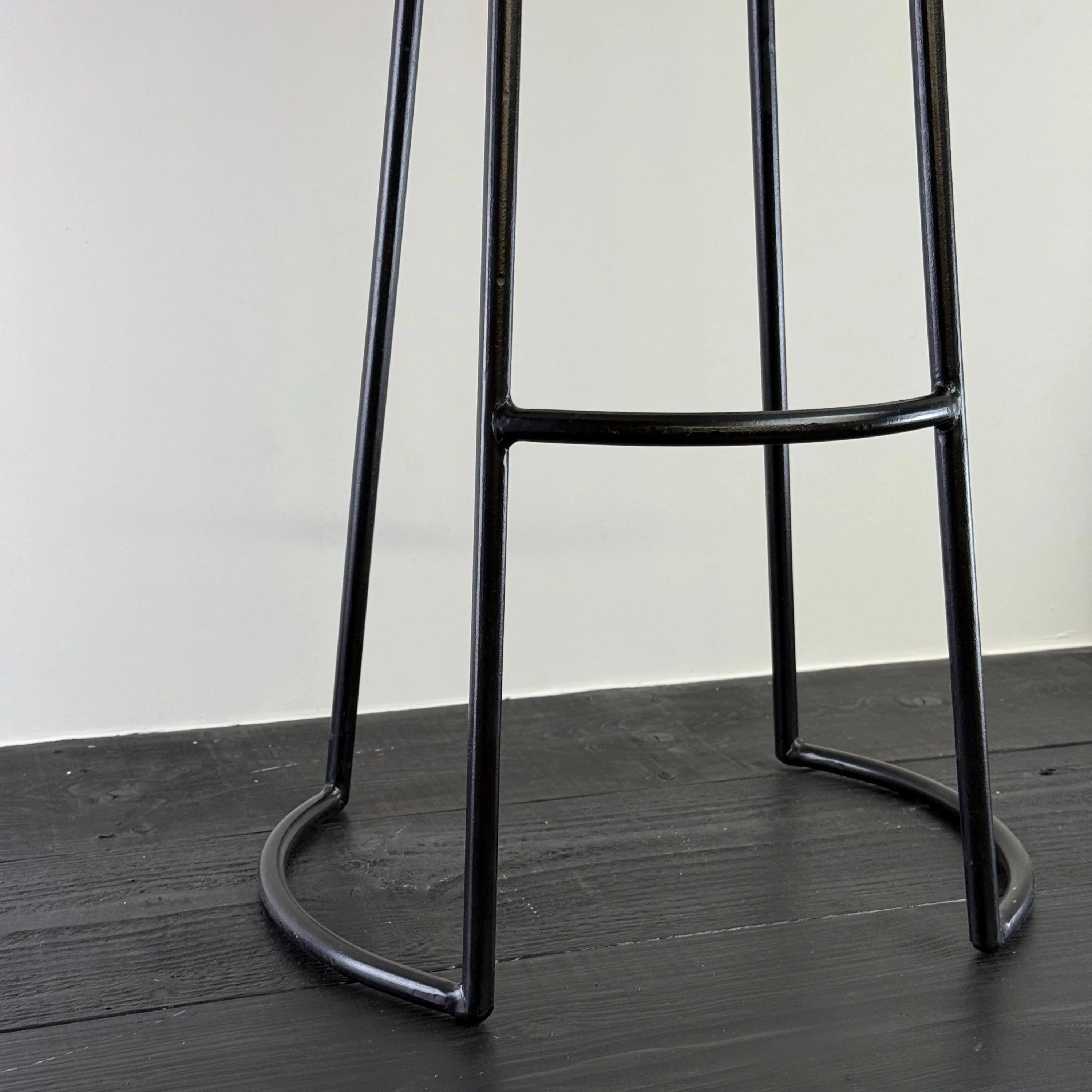 Solid Mango Wooden Top Bar Stool Hand Crafted - Kitchen Black Iron - Image 3