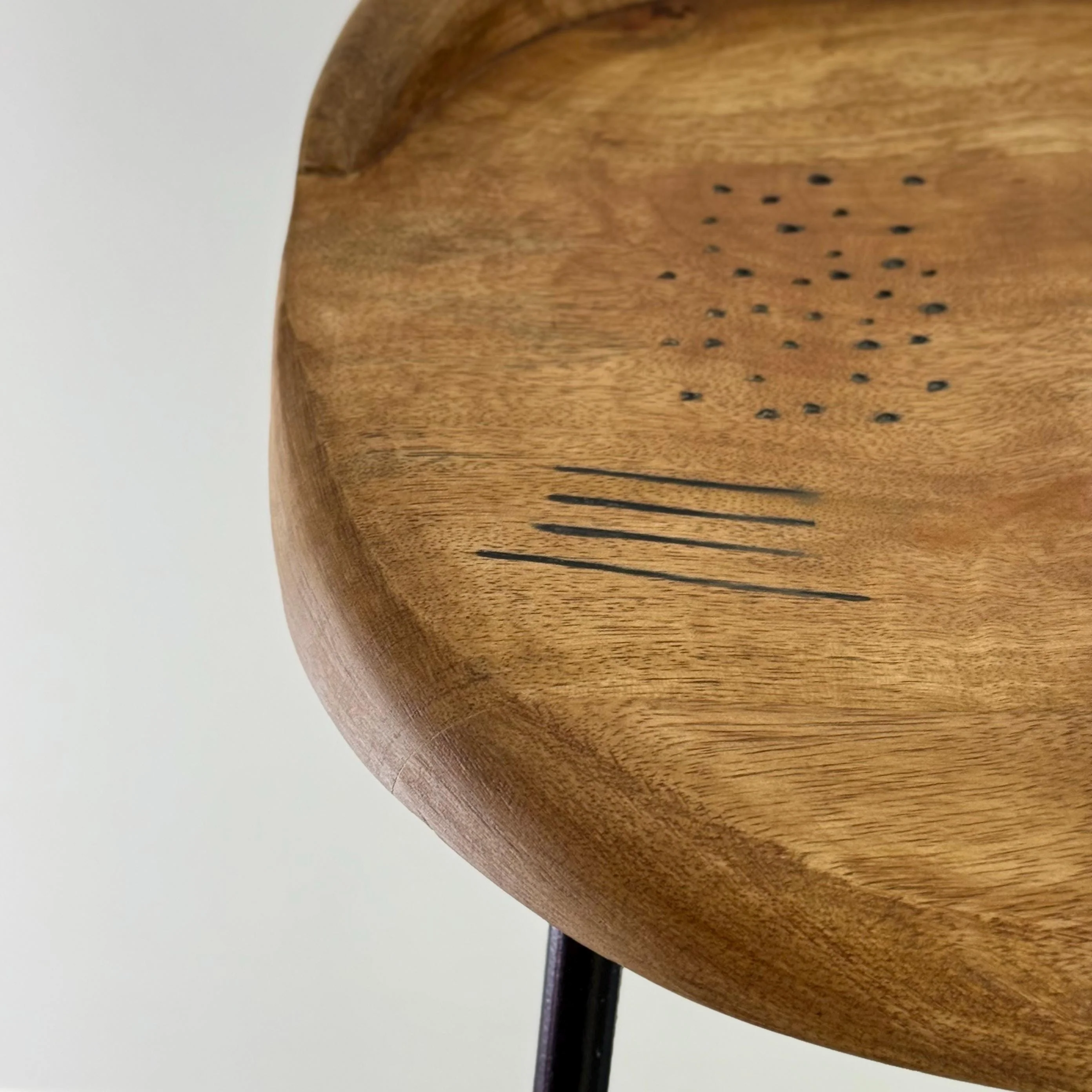 Solid Mango Wooden Top Bar Stool Hand Crafted - Kitchen Black Iron - Image 5