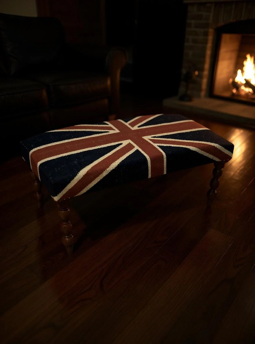 Union Jack Flag Bench Ottoman | Great Britain | Pouf Solid Base - Image 3