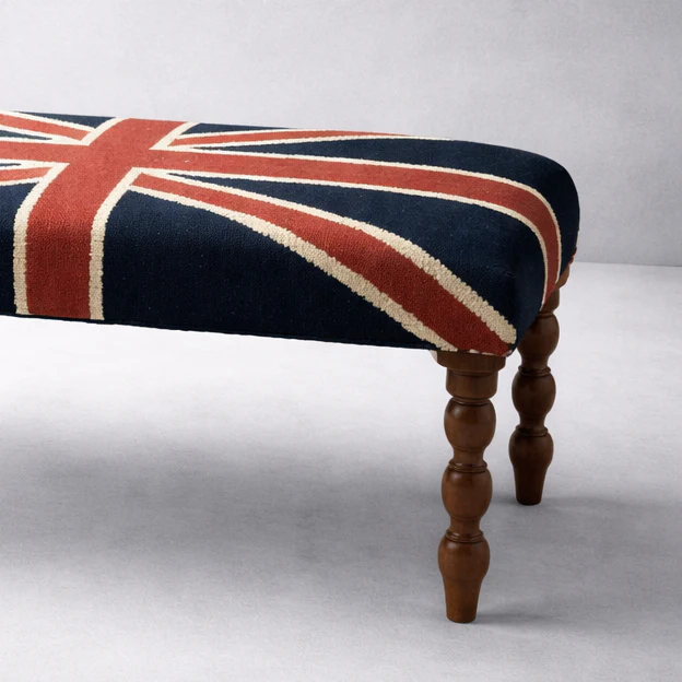Union Jack Flag Bench Ottoman | Great Britain | Pouf Solid Base - Image 4