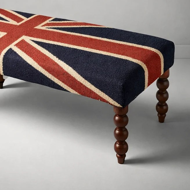 Union Jack Flag Bench Ottoman | Great Britain | Pouf Solid Base - Image 5