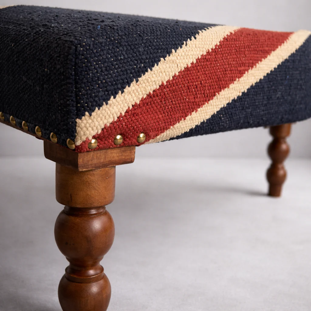 Union Jack Flag Bench Ottoman | Great Britain | Pouf Solid Base - Image 6