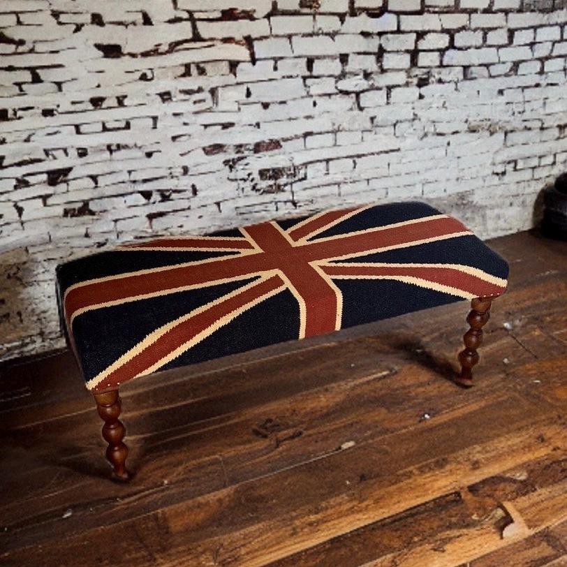 Union Jack Flag Bench Ottoman | Great Britain | Pouf Solid Base - Image 7