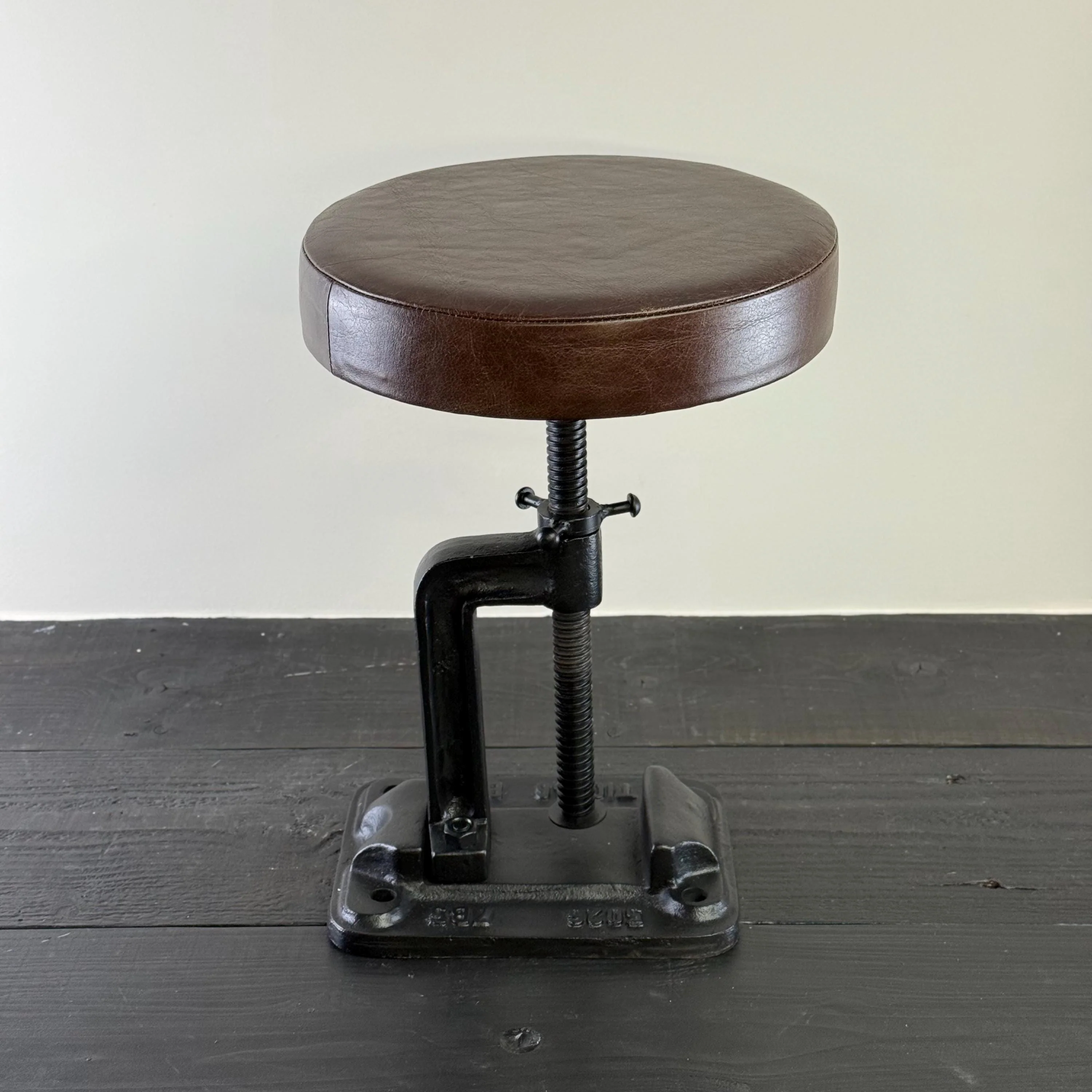 Vice Clamp Industrial Solid Bar Stool Wood or Leather Top - Image 10