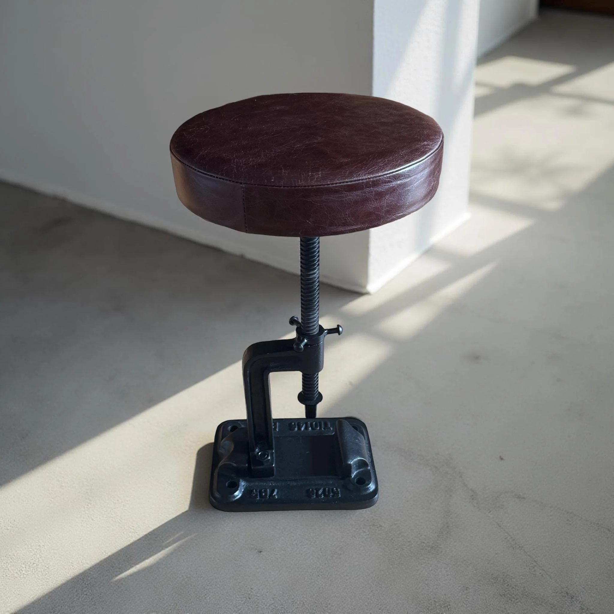 Vice Clamp Industrial Solid Bar Stool Wood or Leather Top - Image 13