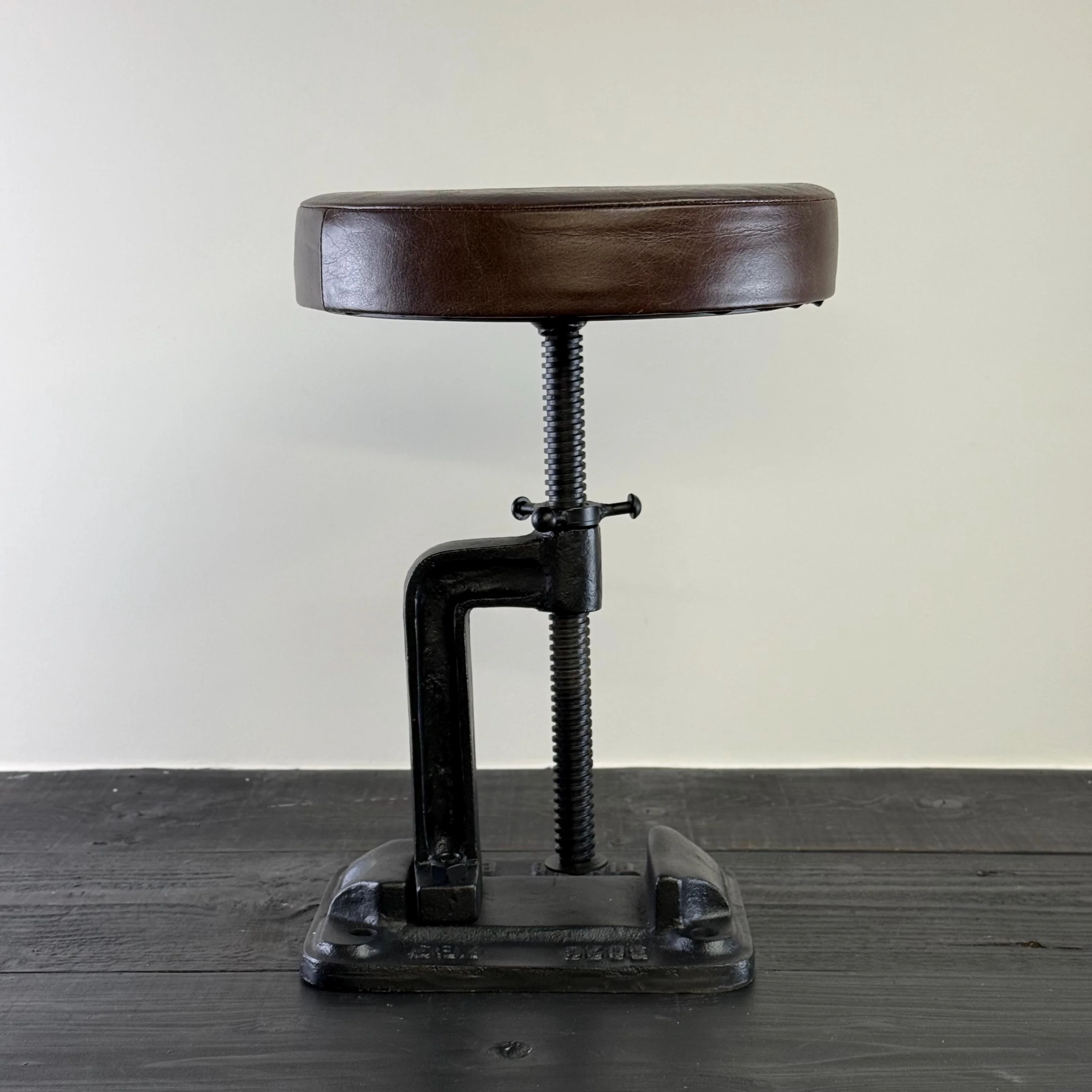 Vice Clamp Industrial Solid Bar Stool Wood or Leather Top - Image 3
