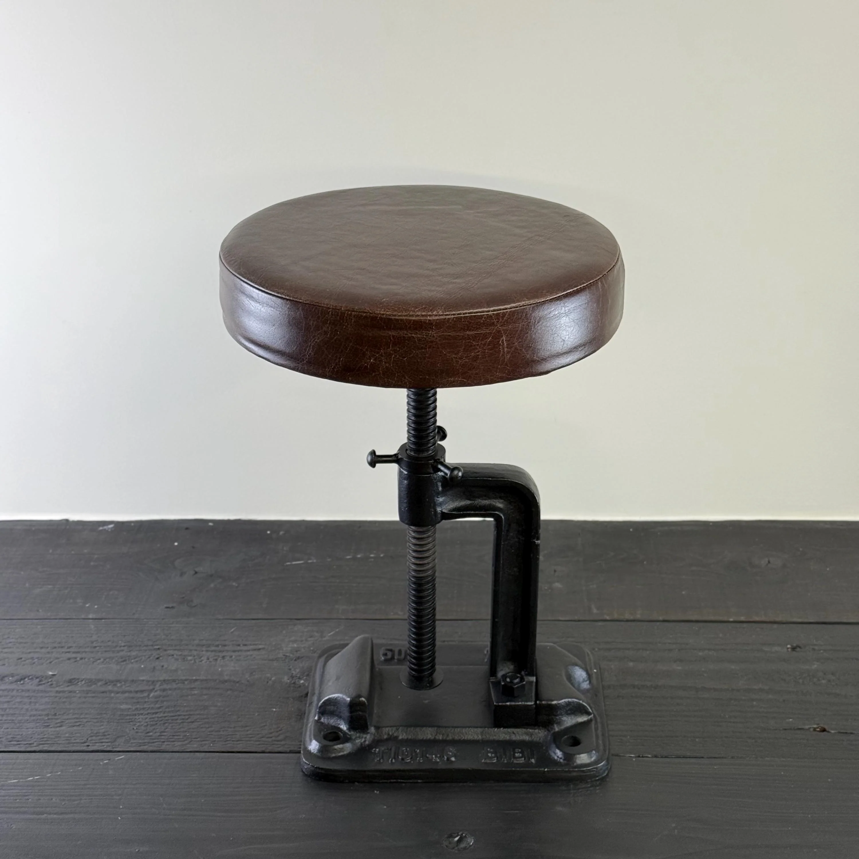 Vice Clamp Industrial Solid Bar Stool Wood or Leather Top - Image 4
