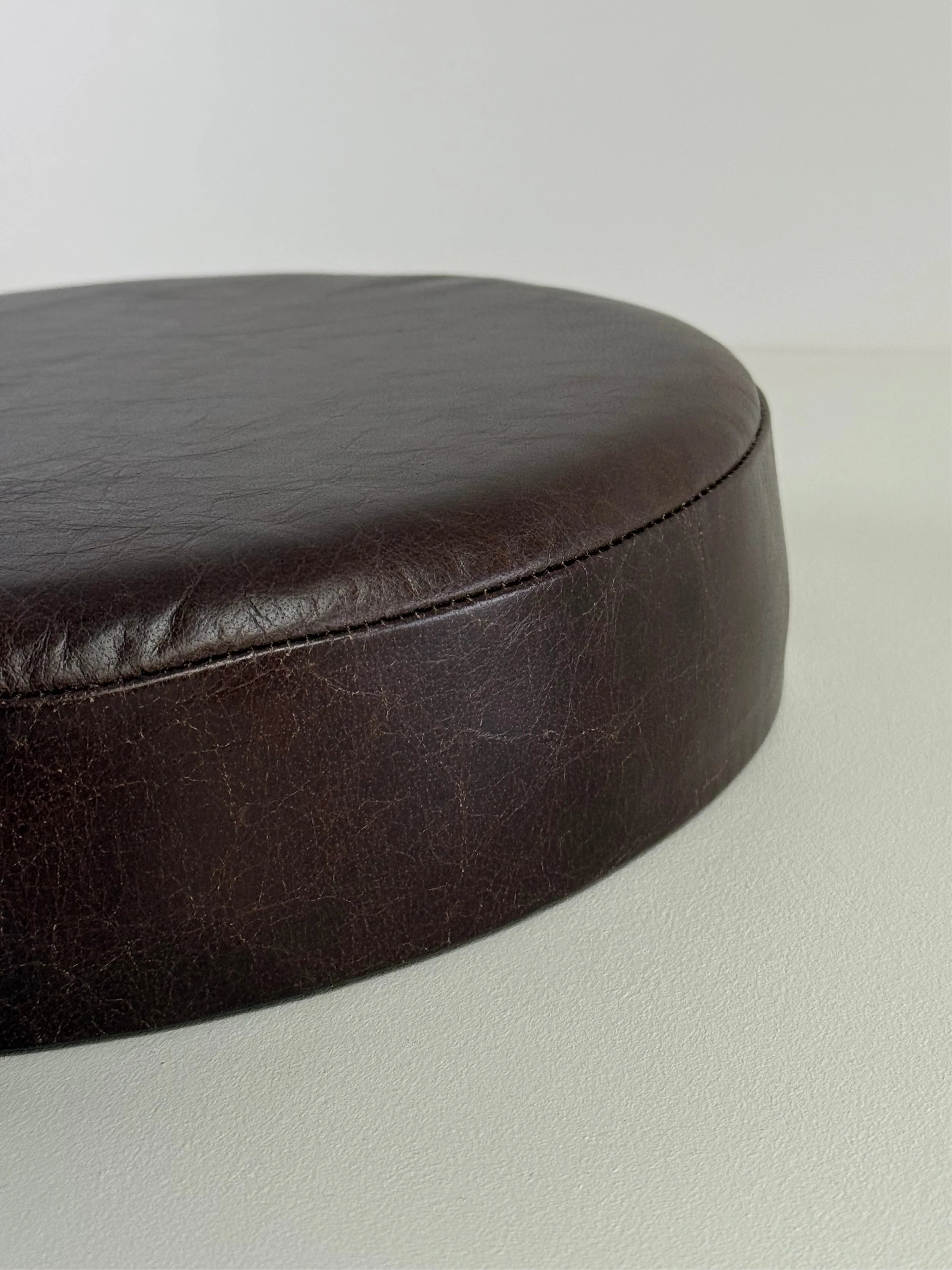New Genuine Leather Vintage Brown Bar Stool Top Handmade | Vintage Style | Replacement Seat 12 Inch - Image 2