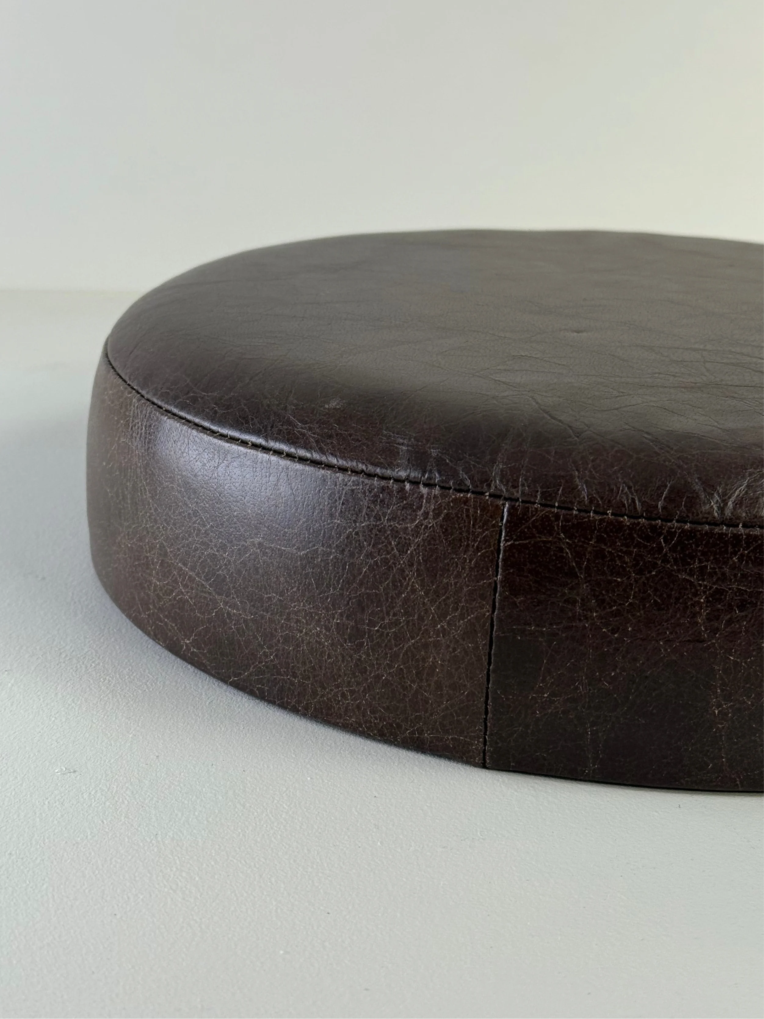 New Genuine Leather Vintage Brown Bar Stool Top Handmade | Vintage Style | Replacement Seat 12 Inch - Image 3