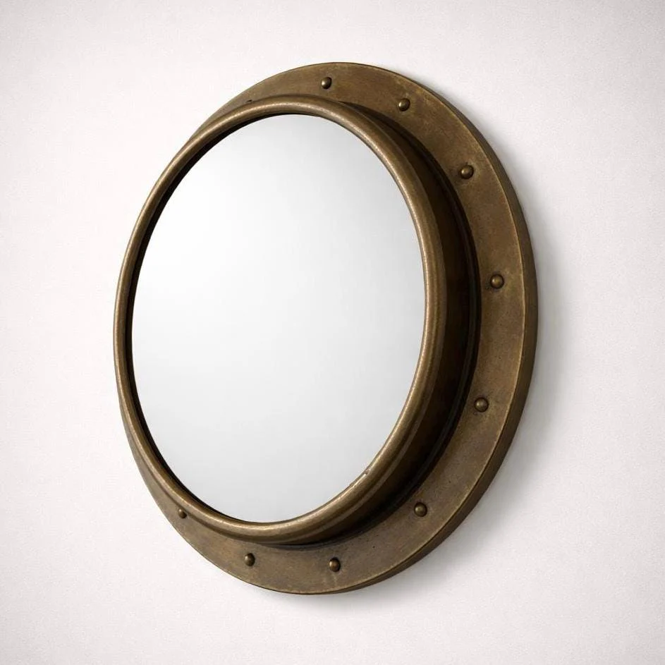 Industrial Brass Round Porthole Wall Mirror Nautical Style ~ 61cm - Image 3
