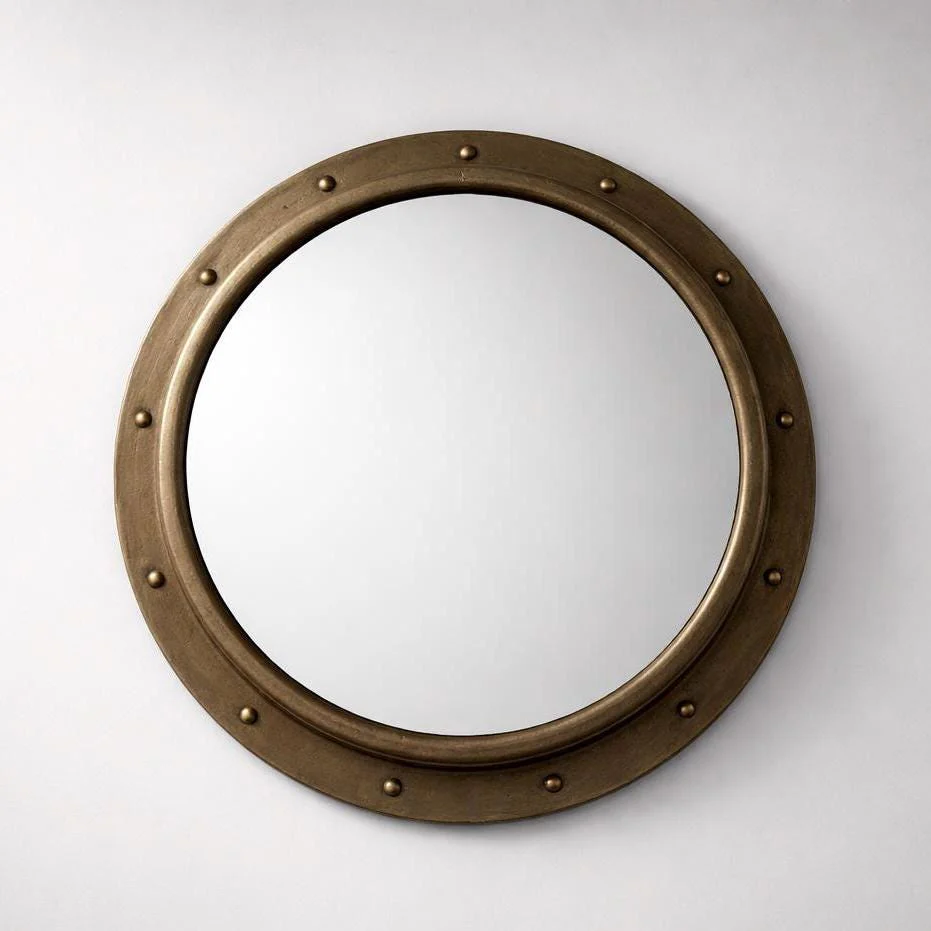 Industrial Brass Round Porthole Wall Mirror Nautical Style ~ 61cm - Image 4