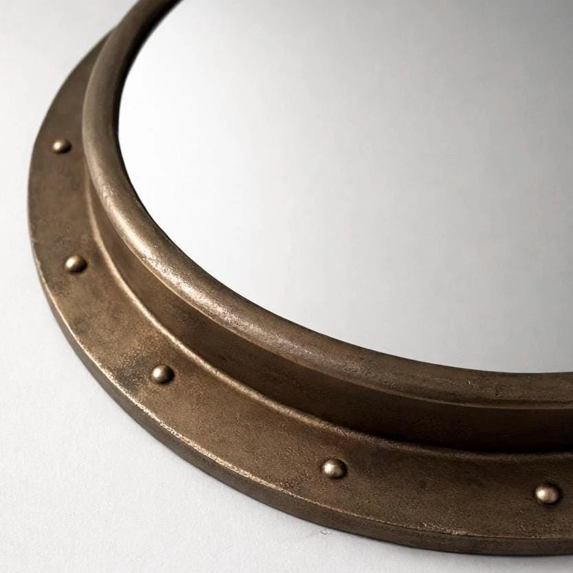 Industrial Brass Round Porthole Wall Mirror Nautical Style ~ 61cm - Image 7