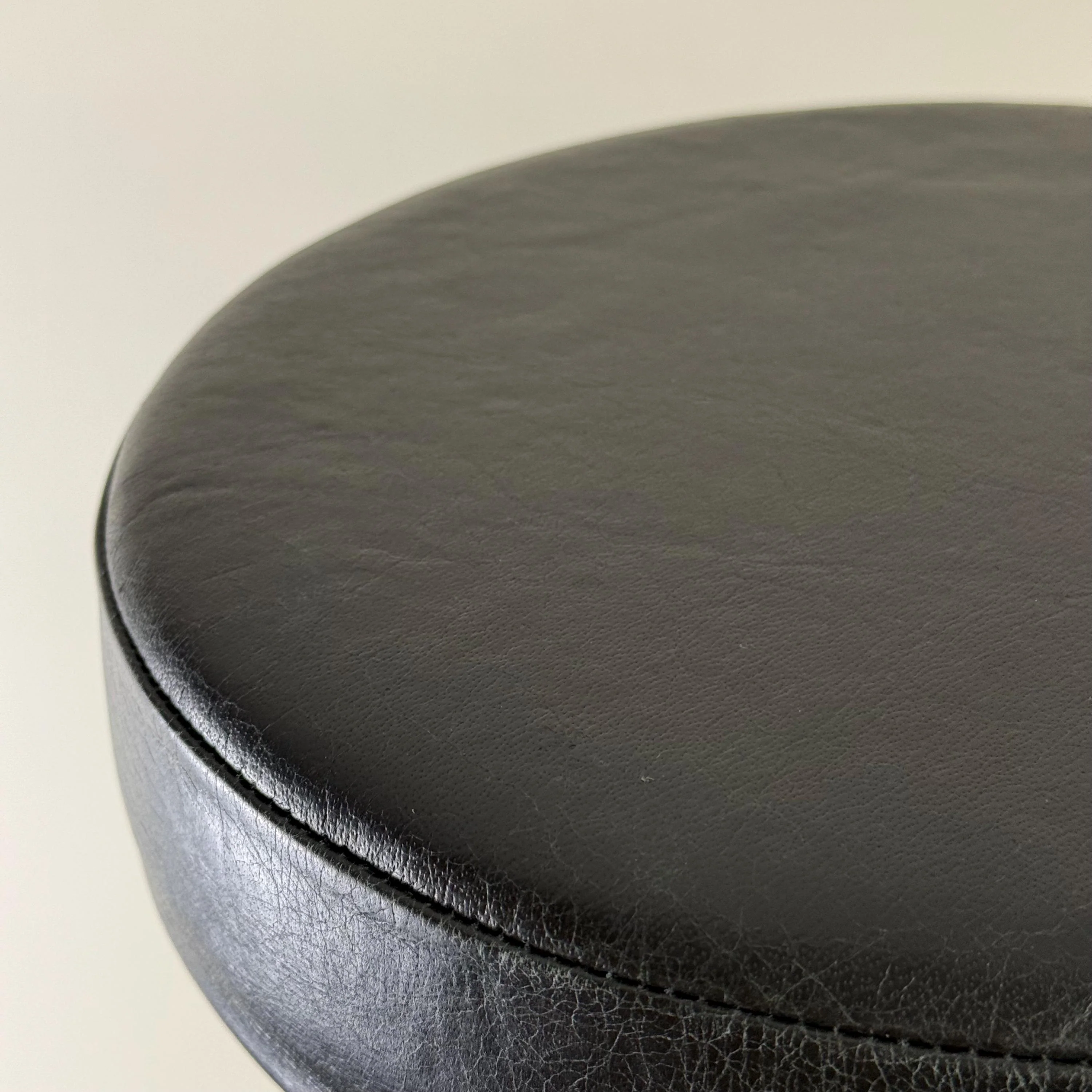 Brass Bar Adjustable Stool Black Leather Top Seat | Vintage Industrial Style - Image 8