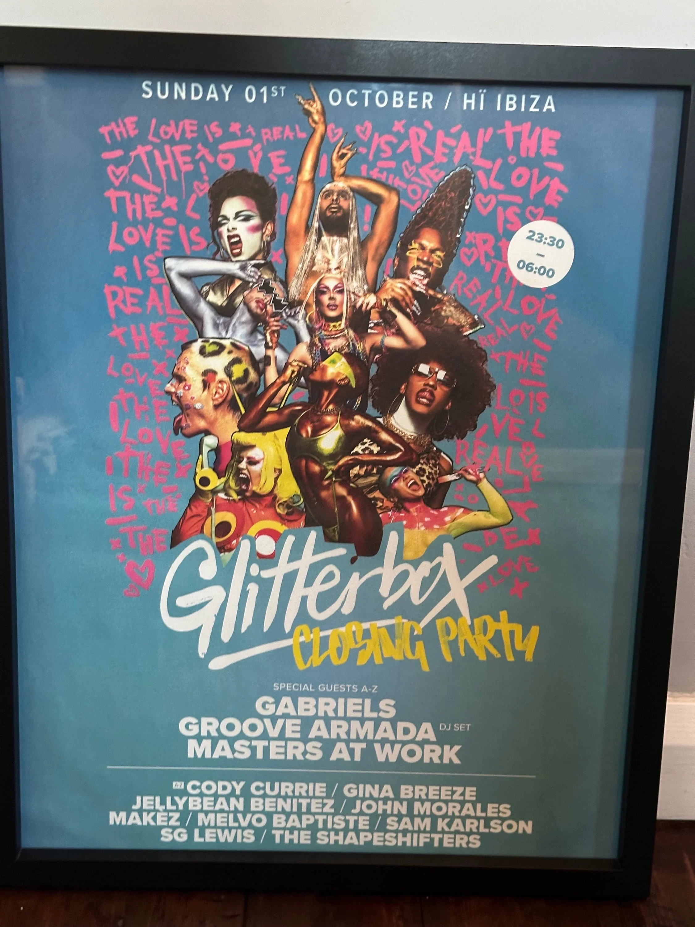 Rare Glitterbox Closing Party ~ Genuine Hi Ibiza Framed Dj Artwork | Luxury Black Frame - Image 3