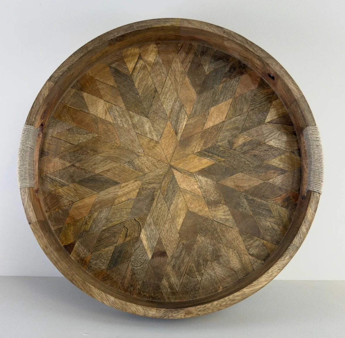 Moët & Chandon Champagne Large Round Wooden Serving Tray Natural Patchwork - Image 3