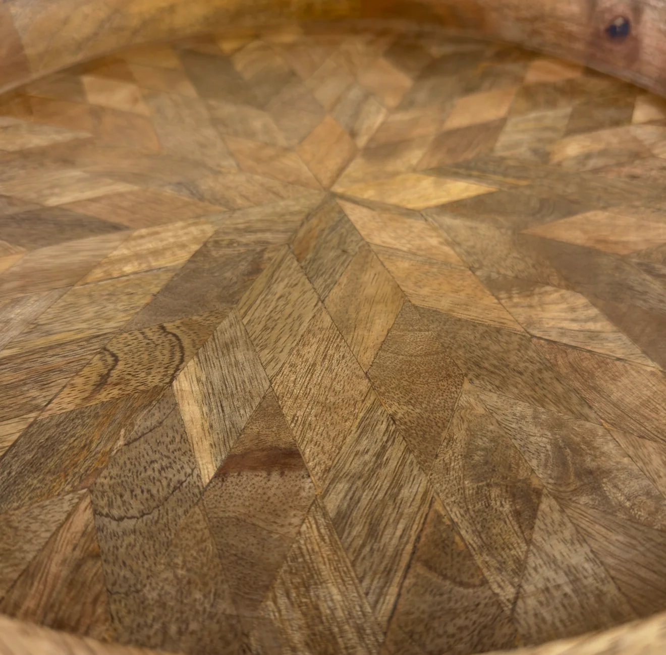 Moët & Chandon Champagne Large Round Wooden Serving Tray Natural Patchwork - Image 6