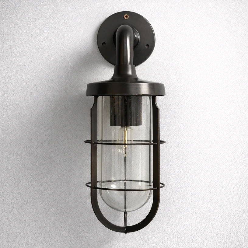 Runton - Solid Bronzed Antique Brass Sconce Swan Neck Industrial Outdoor Wall Light - Image 3