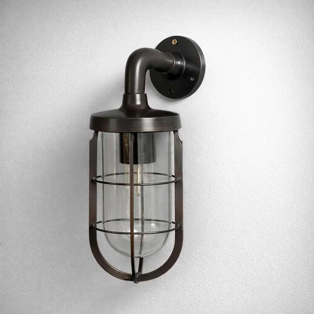 Runton - Solid Bronzed Antique Brass Sconce Swan Neck Industrial Outdoor Wall Light - Image 5