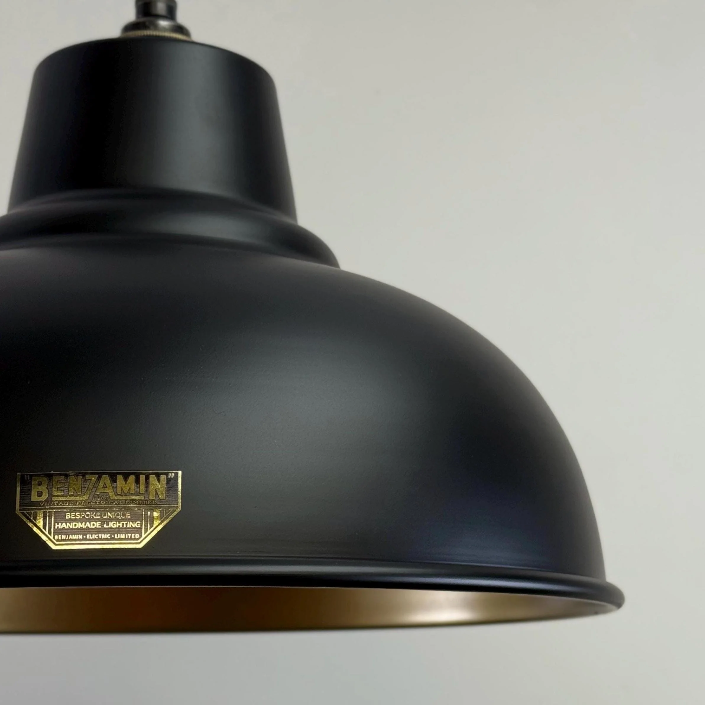 Salthouse XL ~ Matt Black & Antique Brass Dome Lampshade Pendant Ceiling Light ~ 14.5 Inch - Image 6