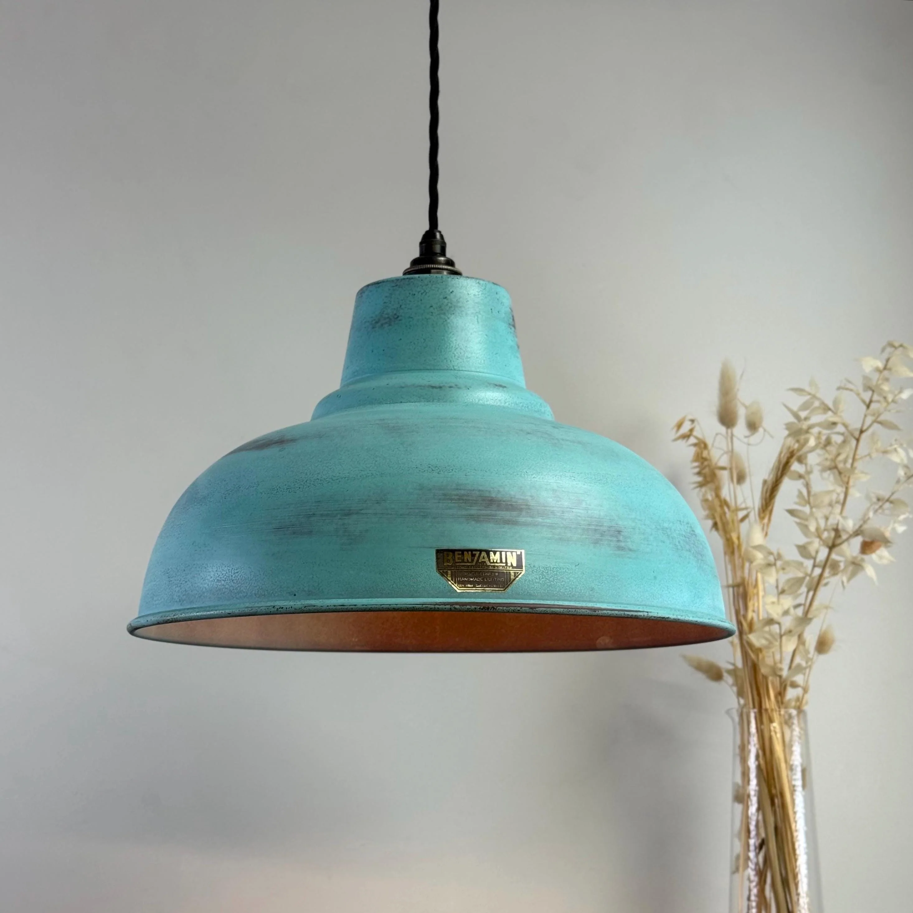 Salthouse XL - Copper Verdigris Patina Industrial Lampshade Pendant Light - 14.5 Inch - Image 3