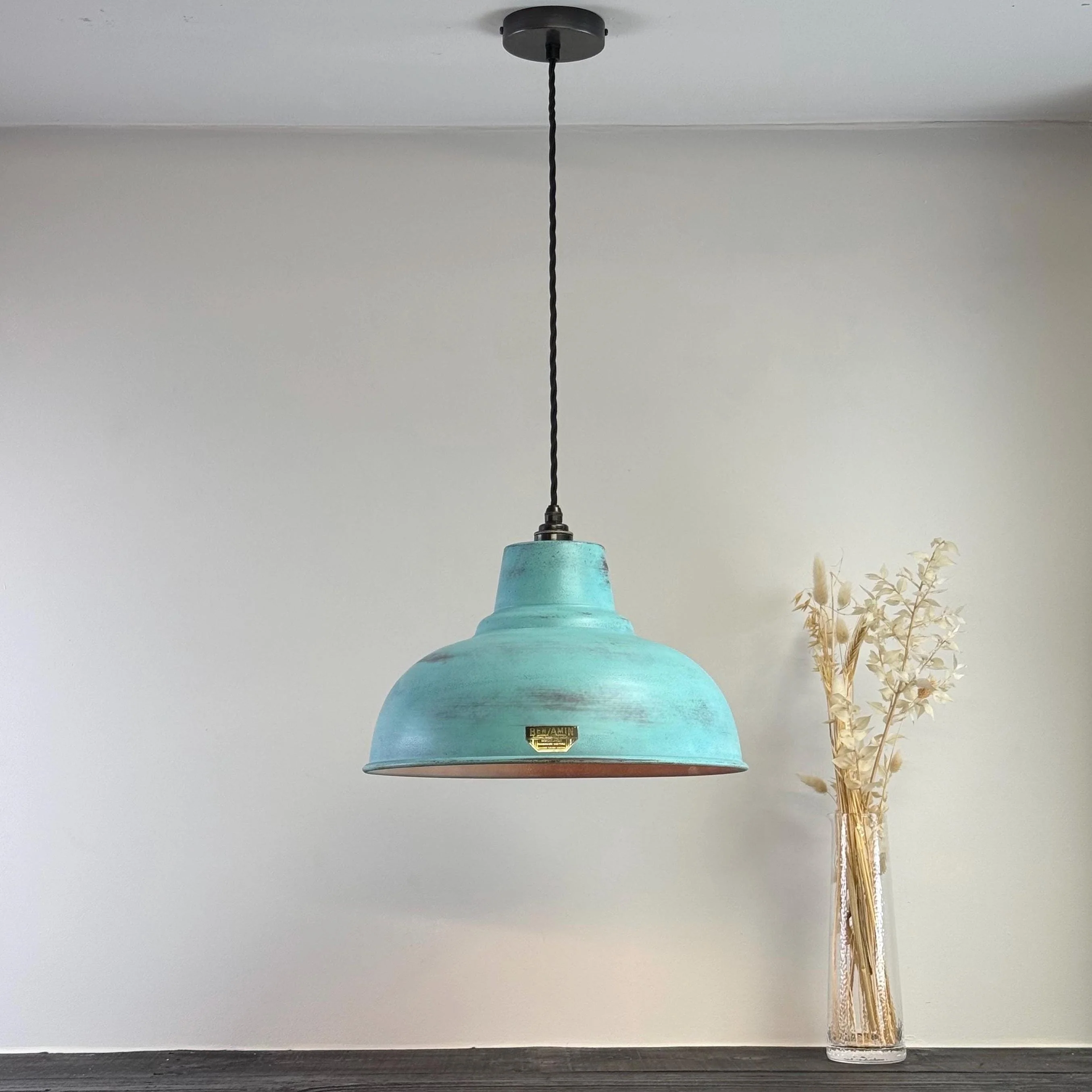 Salthouse XL - Copper Verdigris Patina Industrial Lampshade Pendant Light - 14.5 Inch - Image 4