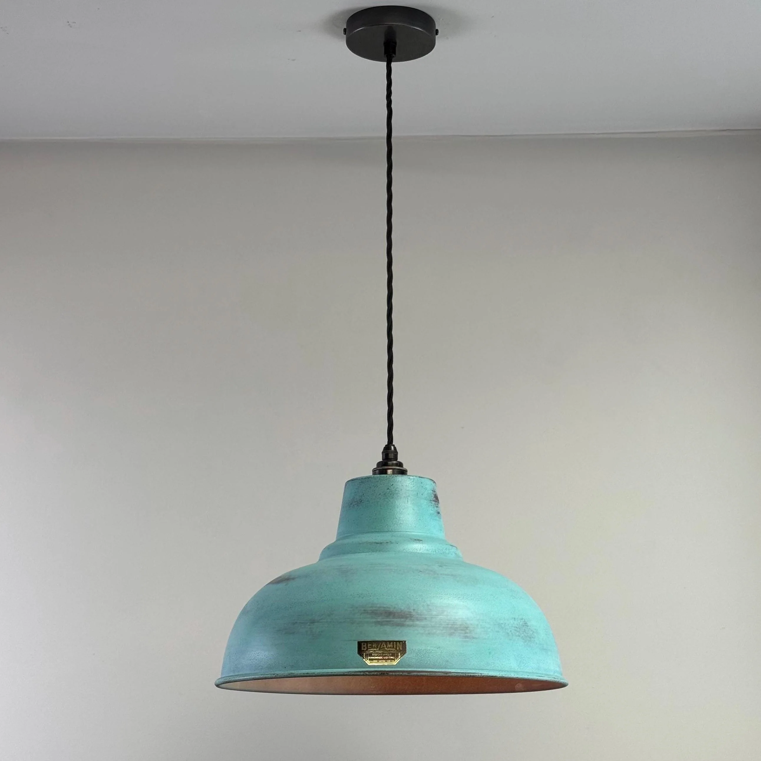 Salthouse XL - Copper Verdigris Patina Industrial Lampshade Pendant Light - 14.5 Inch - Image 5