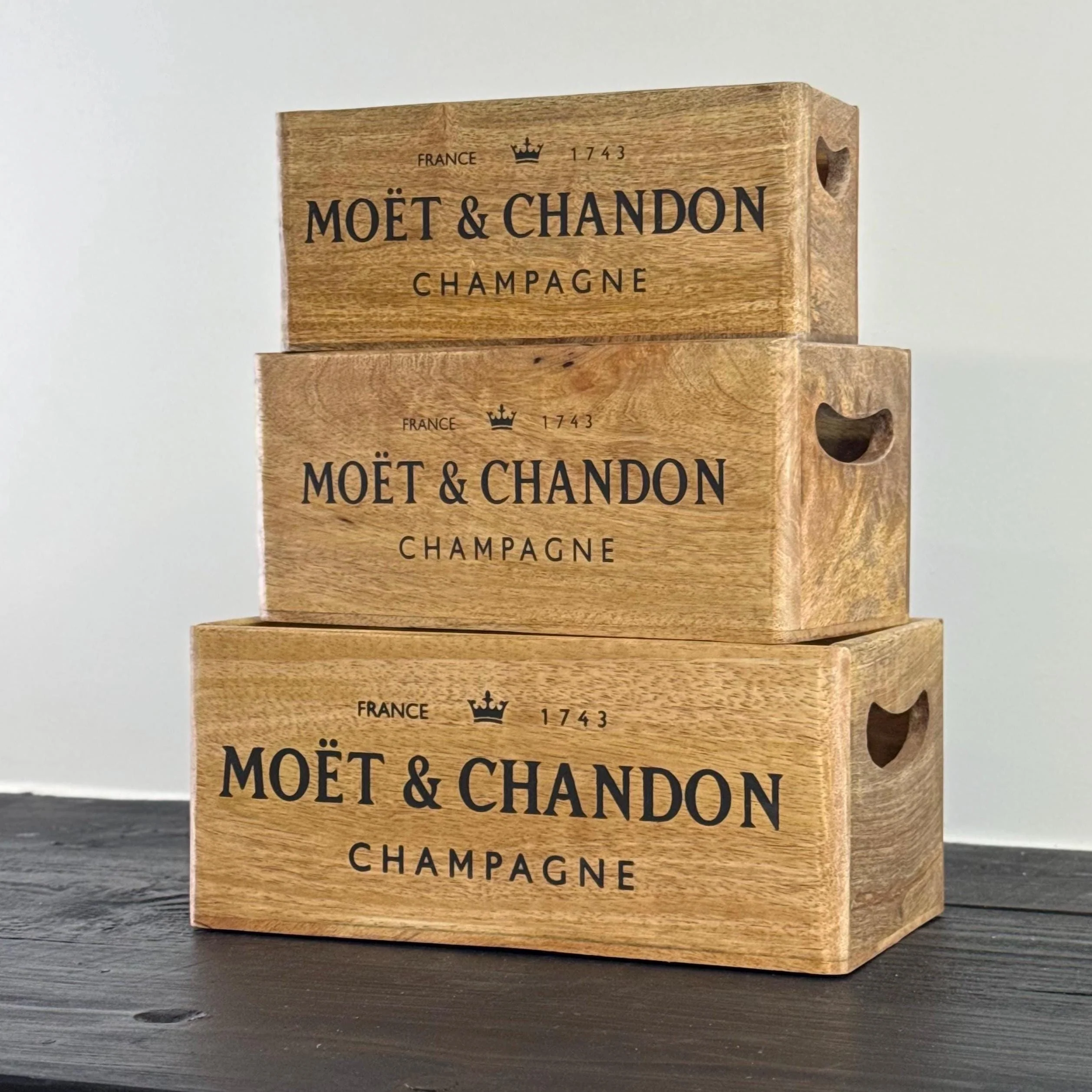 Storage Wooden Boxes Moët & Chandon Champagne Crates Natural Finish - Image 3